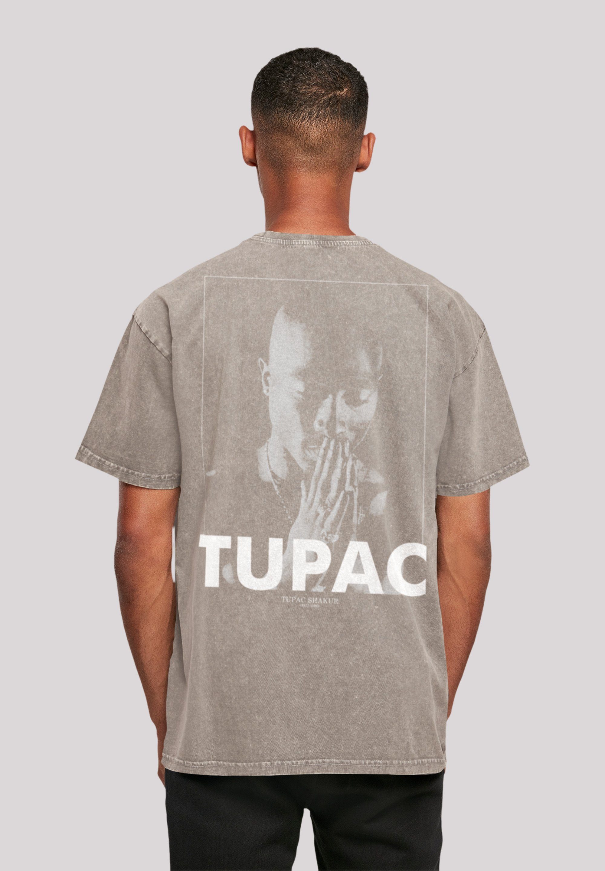 F4NT4STIC T-Shirt Tupac Shakur Praying Print Asphalt