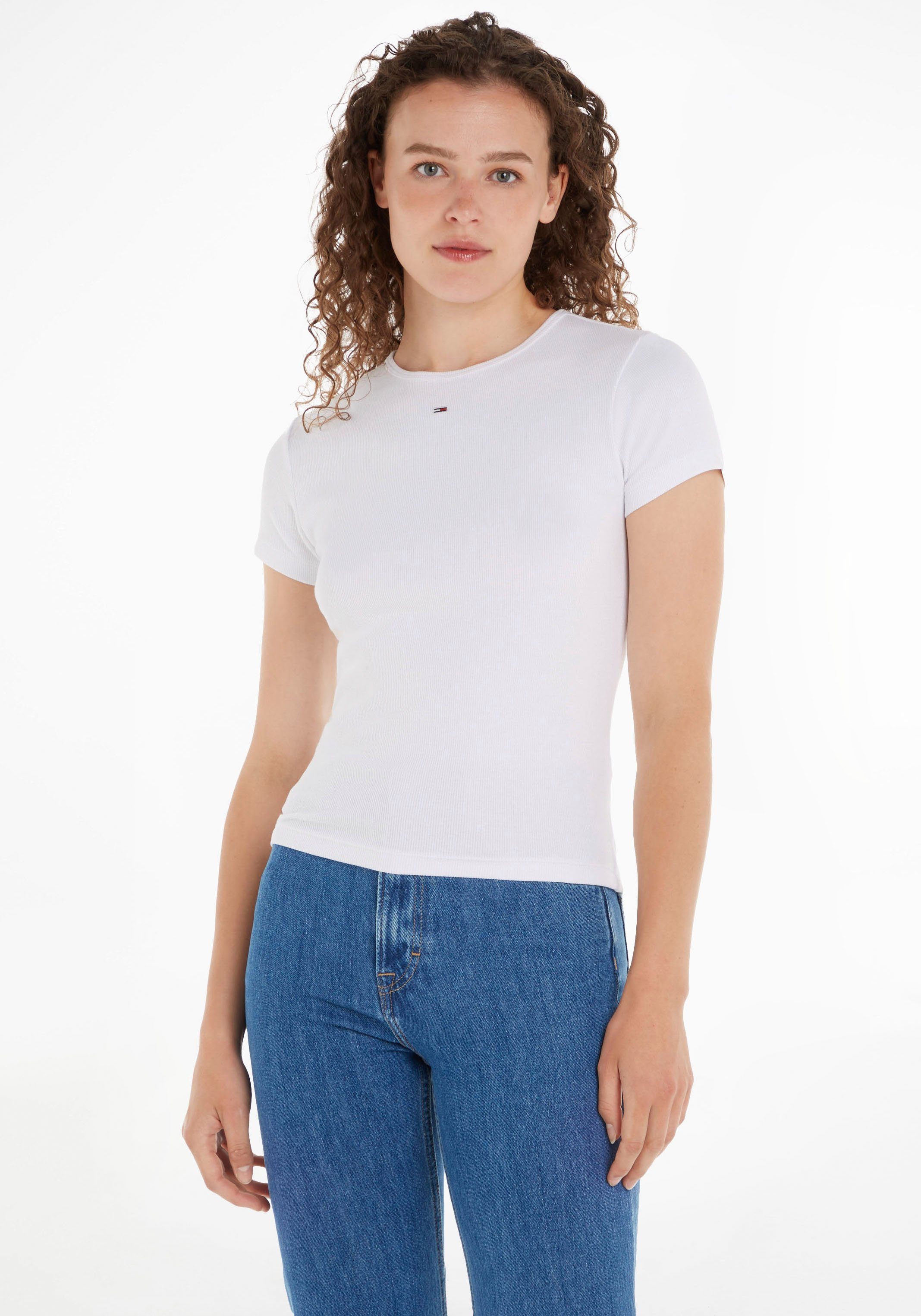 Tommy Jeans T-Shirt TJW BBY ESSENTIAL RIB SS mit Tommy Jeans Logo-Flag