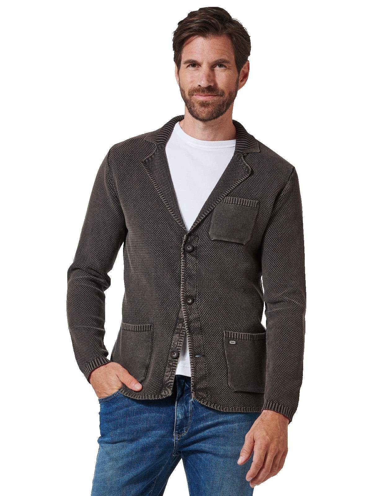 Engbers Stricksakko Herren Strick-Sakko uni, Schwarzbraun