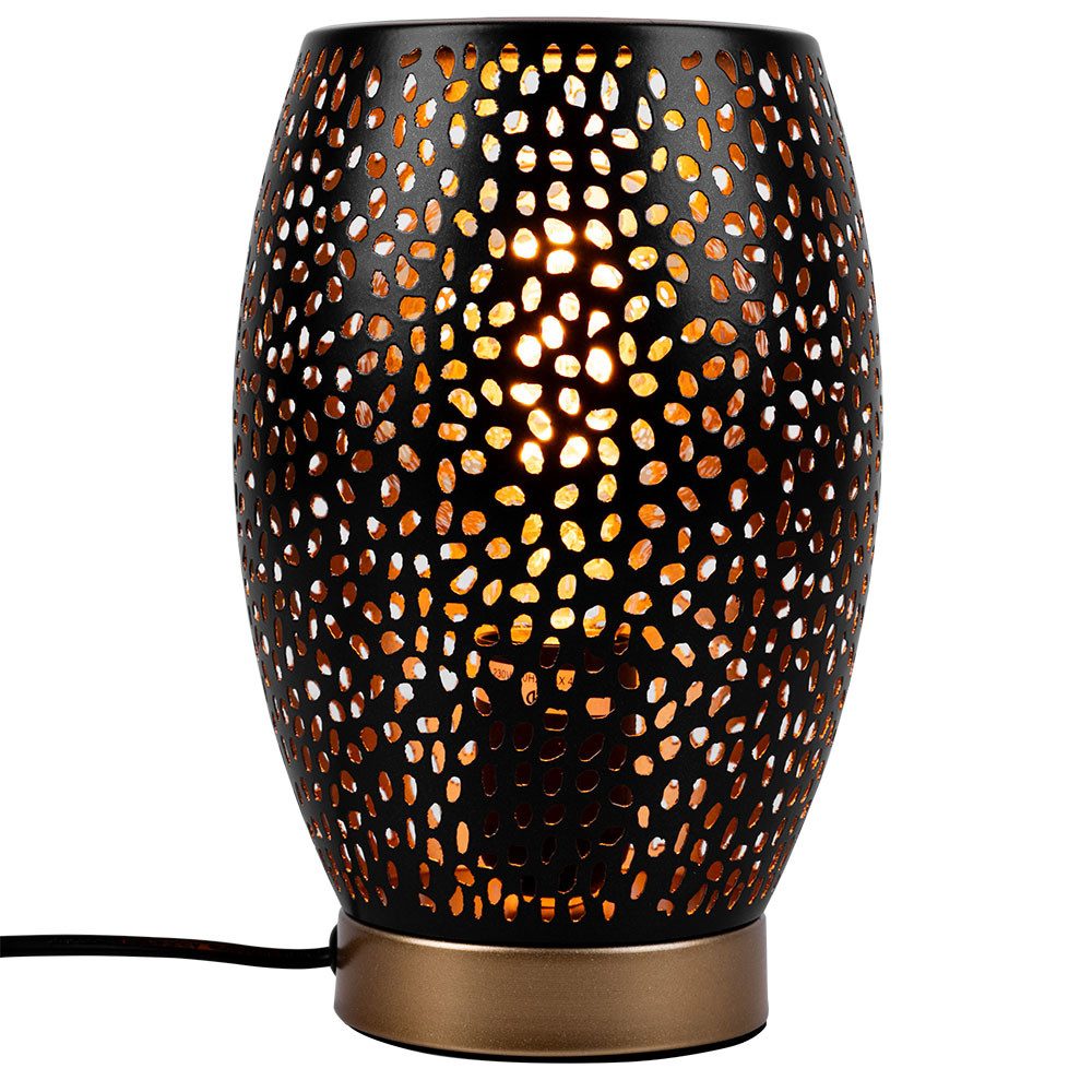 GLOBO LIGHTING Tischleuchte, Leuchtmittel nicht inklusive, Design Tisch Lampe Wohn Arbeits Zimmer Dekor Stanzungen Leuchte gold