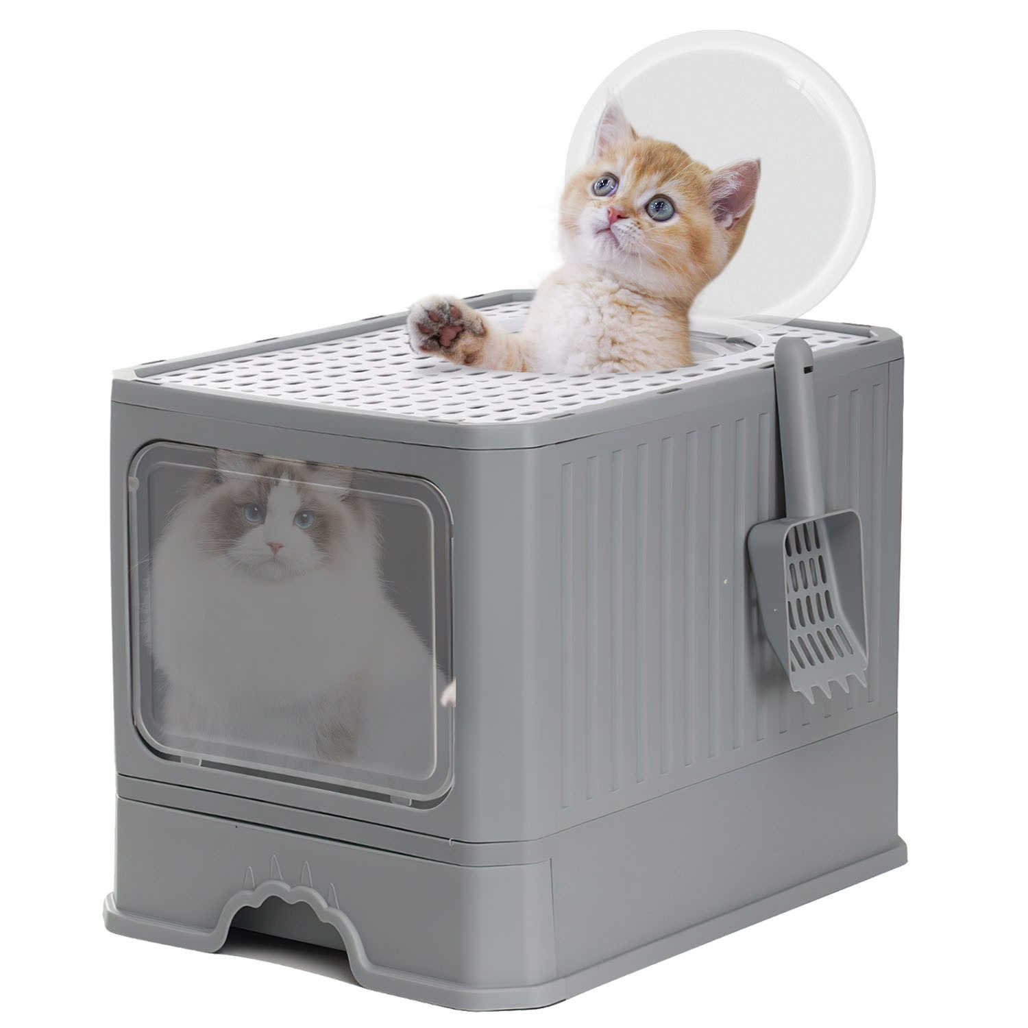 Refined Living Katzentoilette Katzenklo Katzentoilette mit Deckel, Schaufel günstig online kaufen