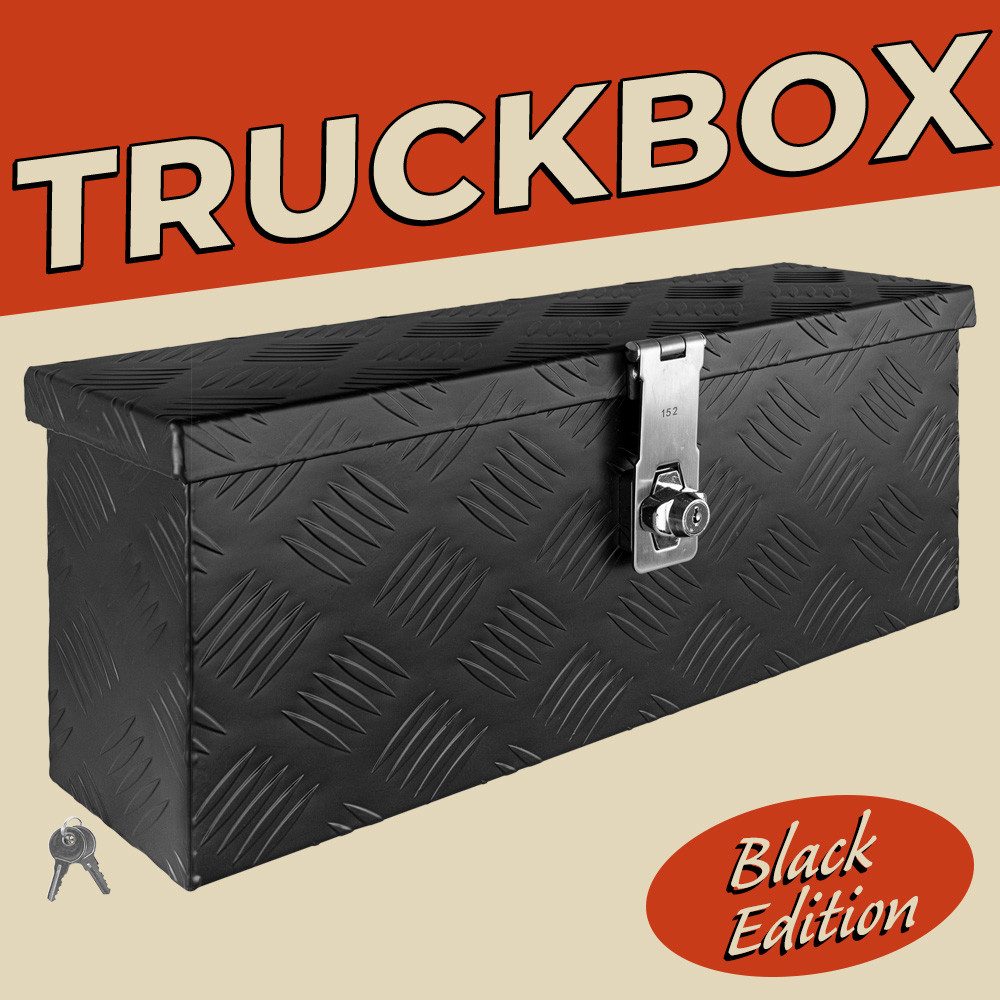 Trucky Anhänger-Deichselbox Deichselbox Werkzeugkasten Truckbox Alu Box Transportbox Schwarz
