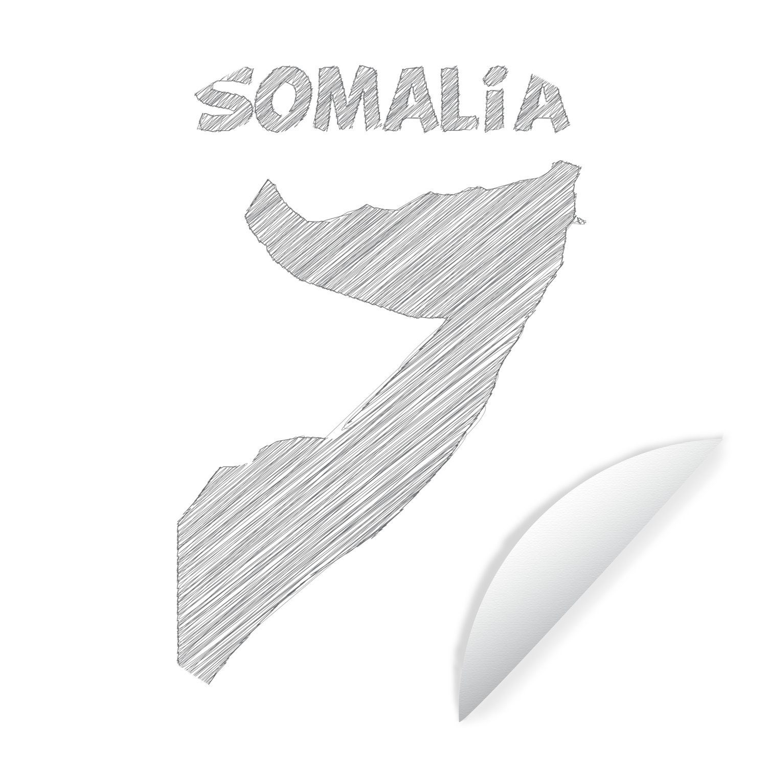 MuchoWow Wandsticker Illustration einer Skizze von Somalia (1 St), Tapetenkreis für Kinderzimmer, Tapetenaufkleber, Rund, Wohnzimmer