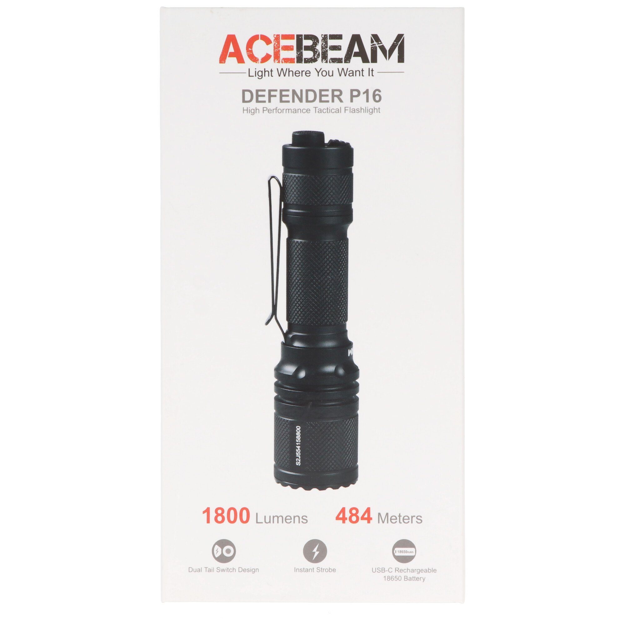 Switch De Arbeitsleuchte Tail taktische Defender Taschenlampe, Acebeam Dual P16, P16 AceBeam
