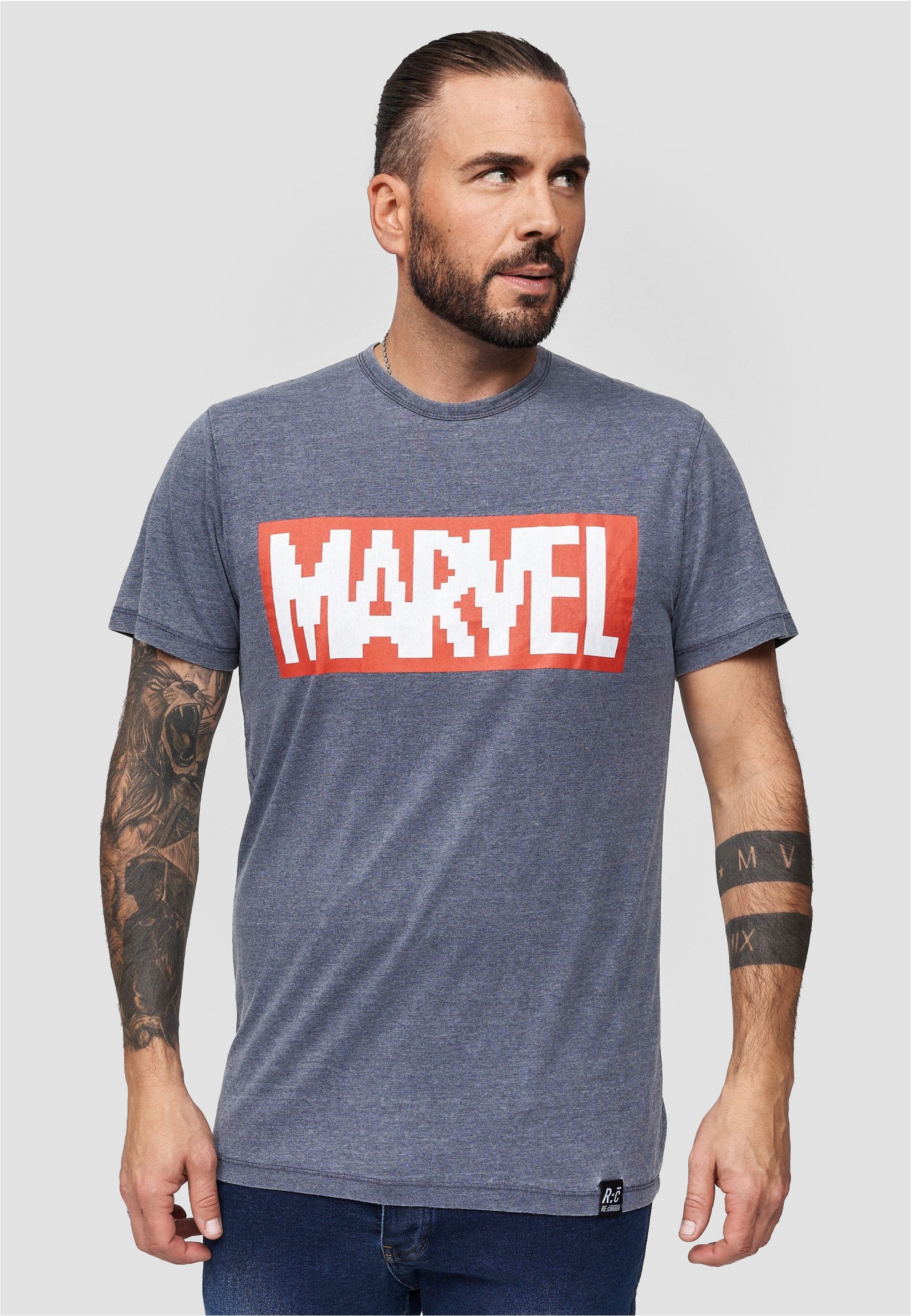 Recovered T-Shirt Marvel Pixel Logo im lockeren Schnitt