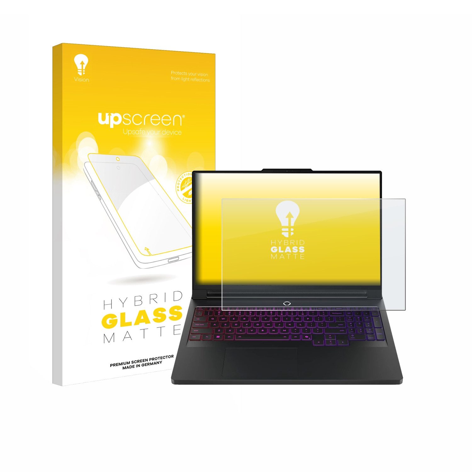 upscreen Displayschutzglas Folie für Lenovo Legion Pro 7 Gen 10 16", Schutzfolie Glas Panzer Display Schutz matt