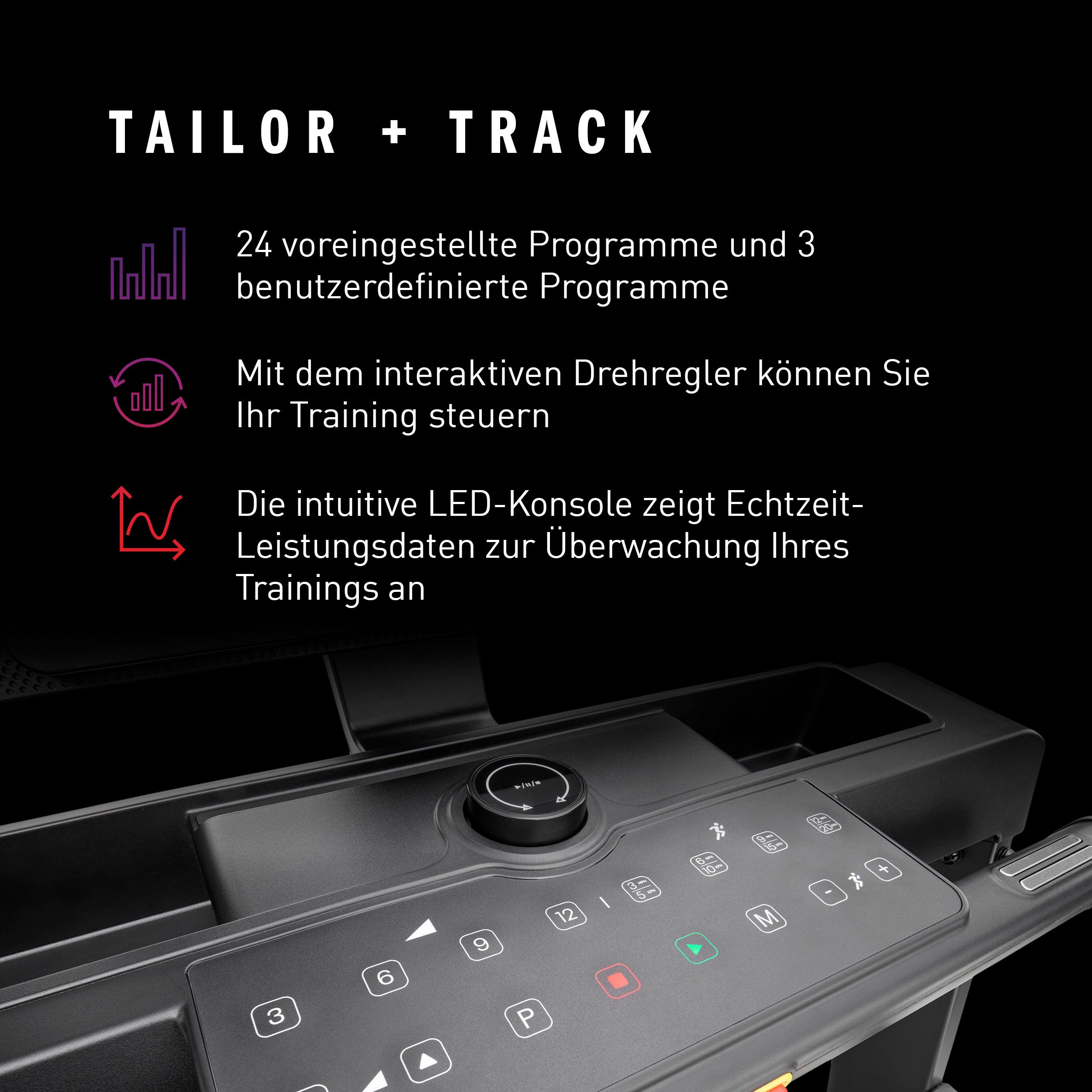 adidas Performance Laufband adidas T-600 (Packung), Über die Drehregler-Oberfläche können Sie Ihr Training nahtlos steuern