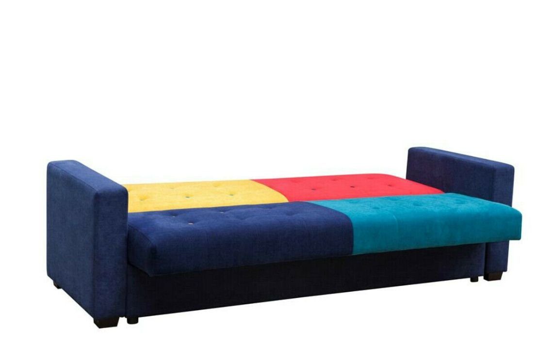 3 Sofa Couch Sofa, Neu JVmoebel Schlafsofa Stoff Sitz Bettfunktion Textil Polster