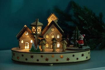 Myflair Möbel & Accessoires Weihnachtsdorf Winterlandschaft, Weihnachtsdeko, Spieluhr mit Musik, aus Holz, Höhe ca. 15 cm