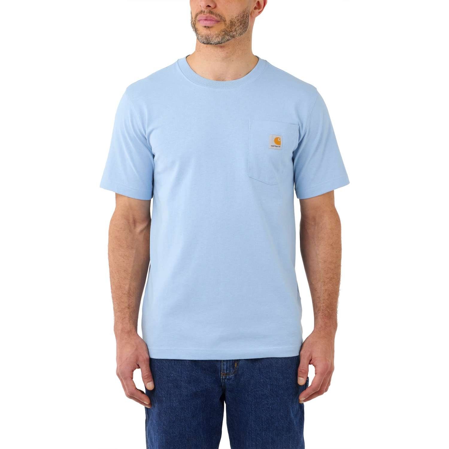 Carhartt (1-tlg) 103296 Carhartt S/S alpine K87 T-SHIRT Logo blue Brusttasche Rundhalsshirt heather POCKET mit