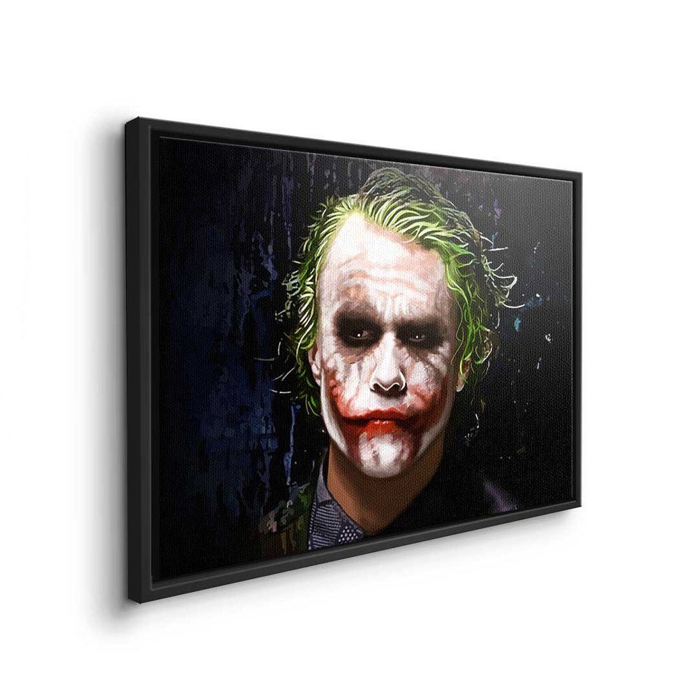 Film TV Leinwandbild Rahmen Leinwandbild, Porträt Joker Charakter DOTCOMCANVAS® mit Batman ohne crazy schwarz