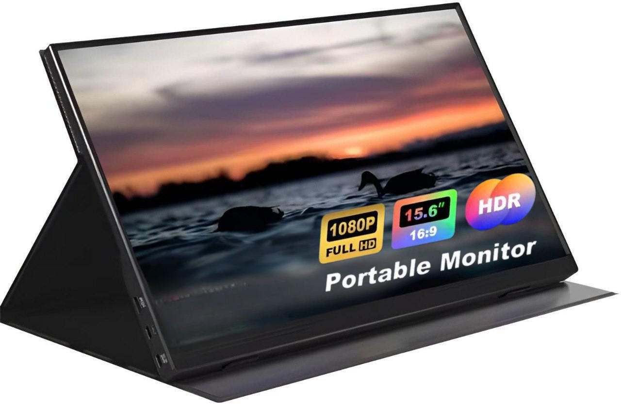 Goldstern-Tech PulseStorm Gaming-Monitor (39,6 cm/15,6 ", 1920 x 1080 px, Full HD, 60 Hz, IPS-LED, USB-C & HDMI, Dual Speaker, Smart-Cover)