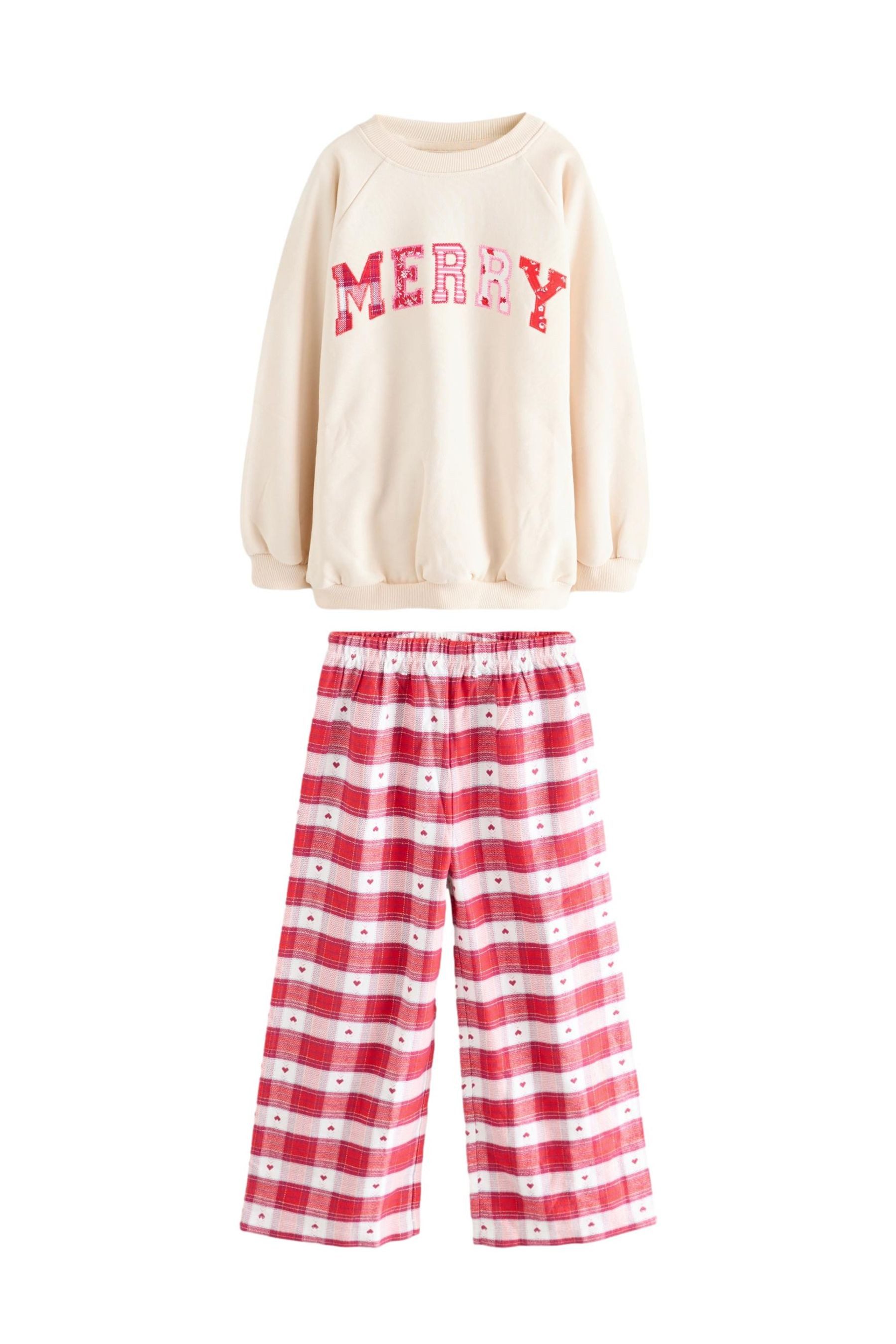 Pyjama Weihnachts-Schlafanzug mit weitem Bein, 1er-Pack