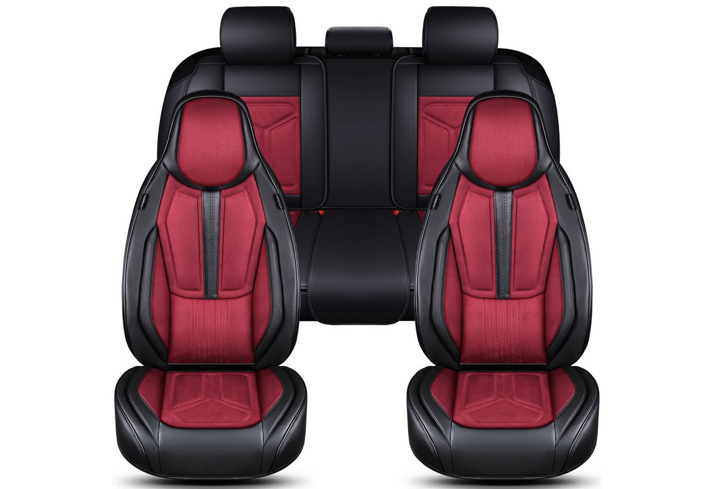 BREMER SITZBEZÜGE Autositzbezug für Audi A4 Bj ab 2015 (FS2), Set, 2-tlg., Komplettset Vorne und Hinten, in Schwarz/Rot
