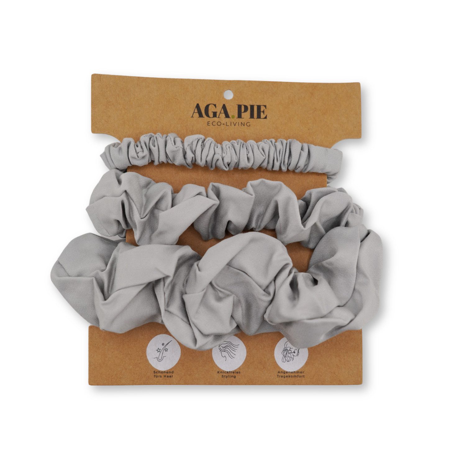 AGA.PIE Haargummi Scrunchie-Set, aus 100% Lyocell aus Bambus-Cellulose, besonders sanft zum Haar
