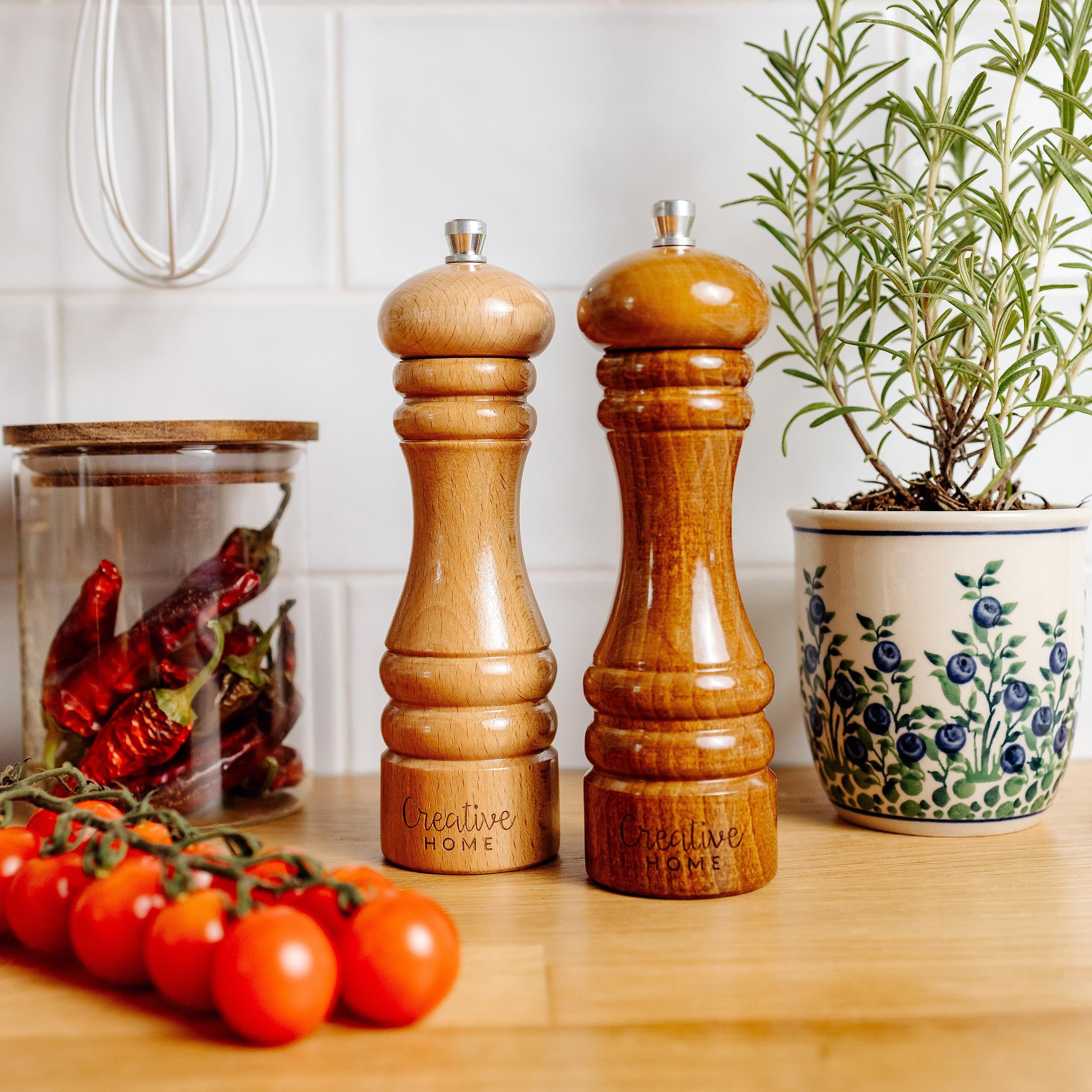 Creative Home Salz-/Pfeffermühle Große Salz und Pfeffermühle Set von 2 Mühlen