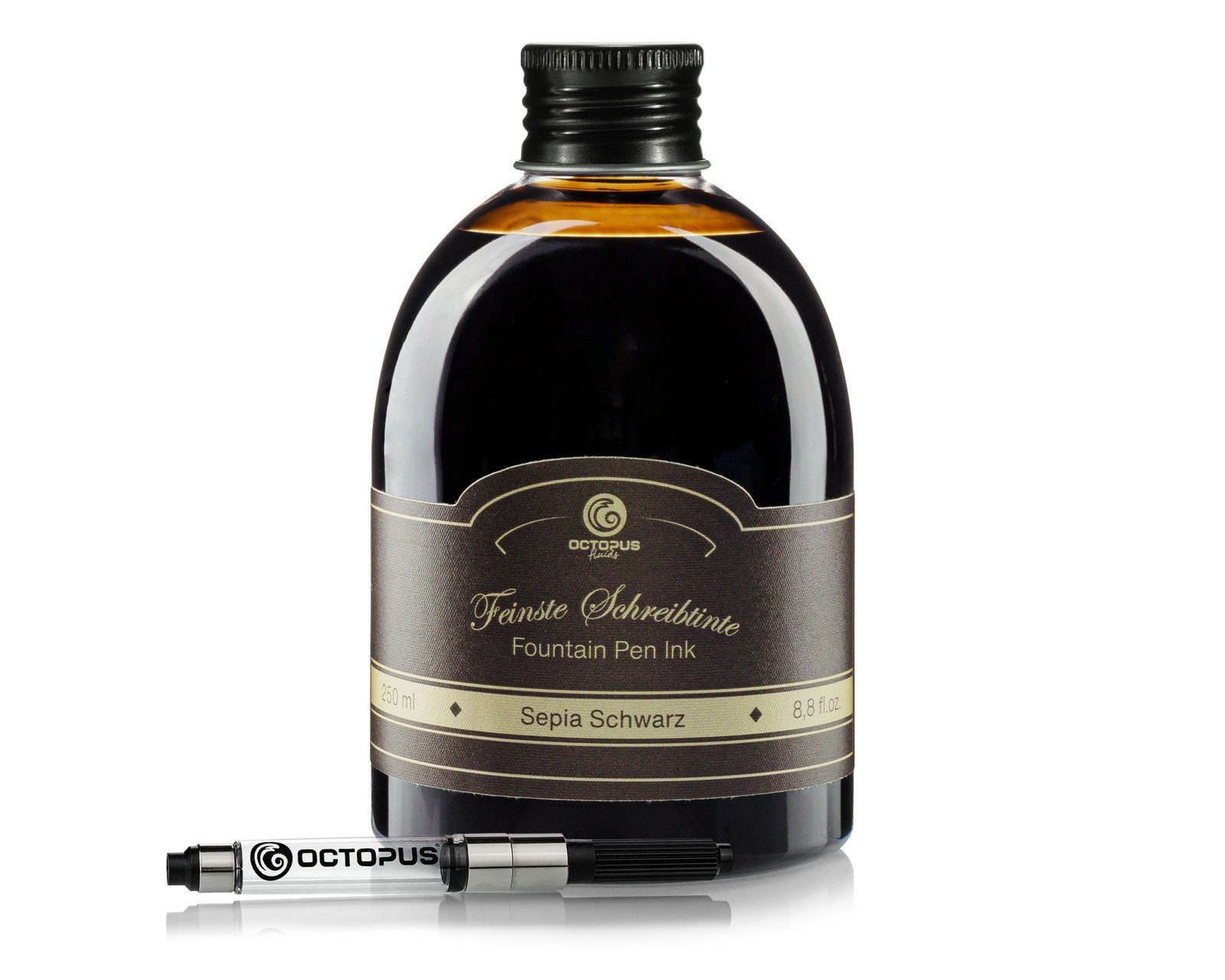 OCTOPUS Füllhaltertinte, Schreibtinte Sepia Schwarz mit Konverter Tintenglas (Set, 0-tlg)
