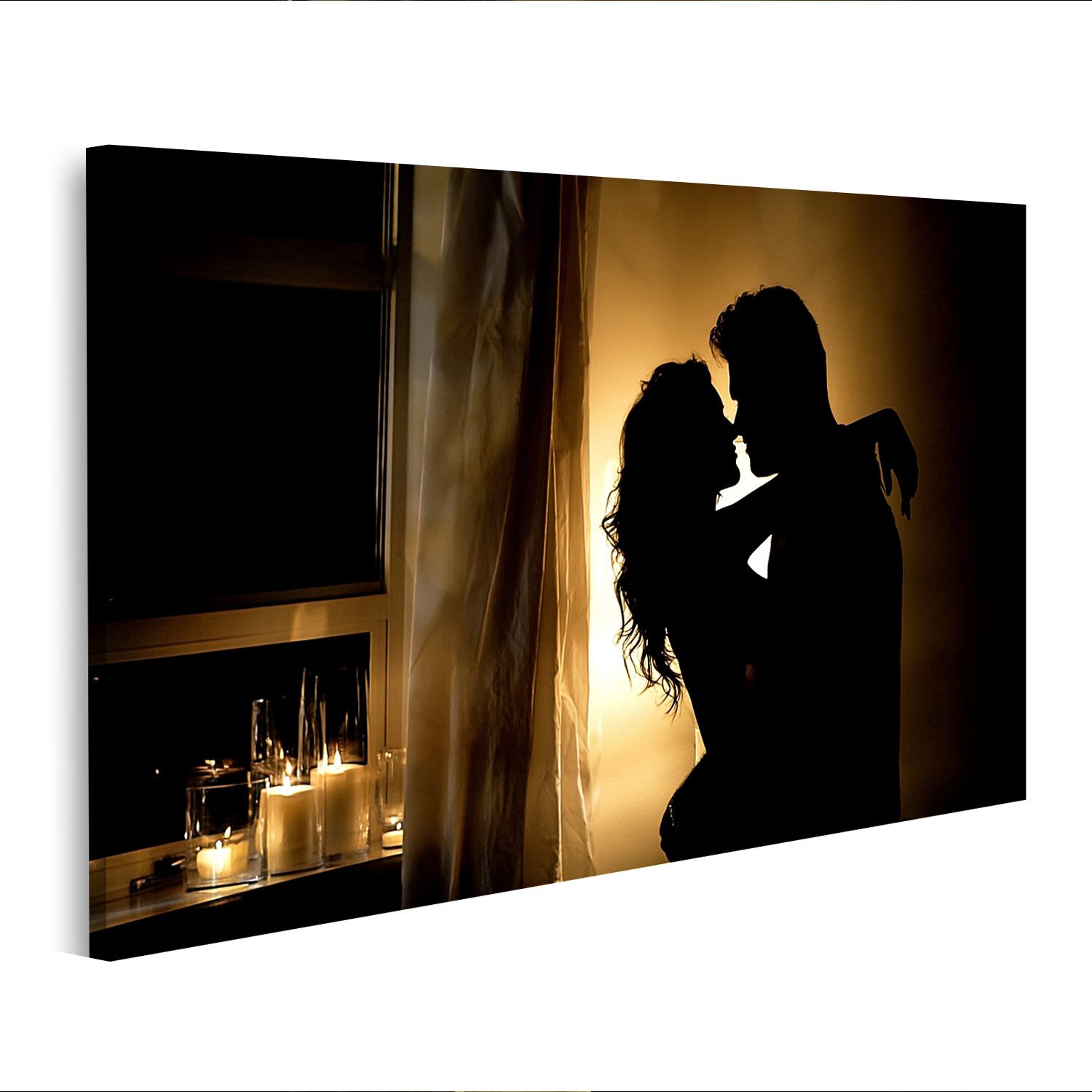 islandburner Leinwandbild Romantische Silhouette Paar Schlafzimmer Für Verliebte