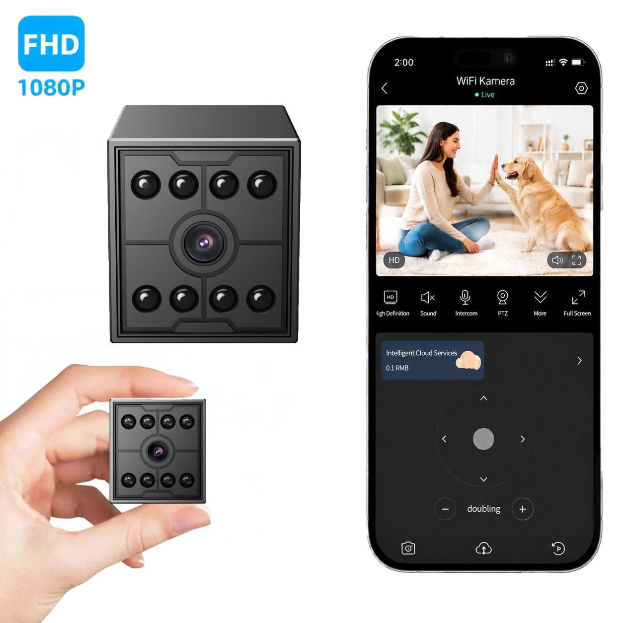 ibettertec Überwachungskamera Mini-Kamera mit 1080P