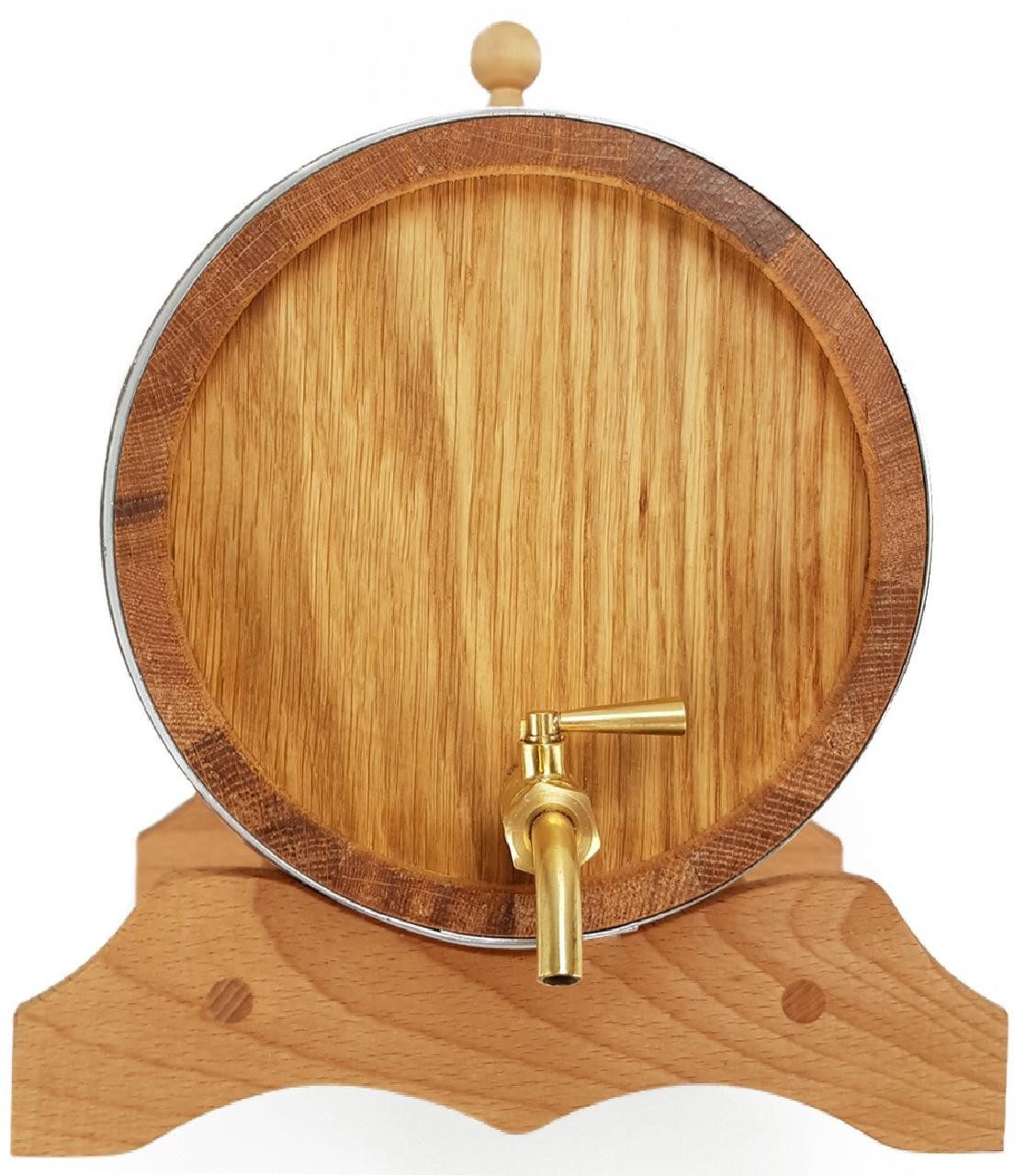 Holz Frank Schnapsglas Eichenfass 2L mit Messing-Zapfhahn - Schnapsfass ideal für Whisky, 4-tlg., Eiche