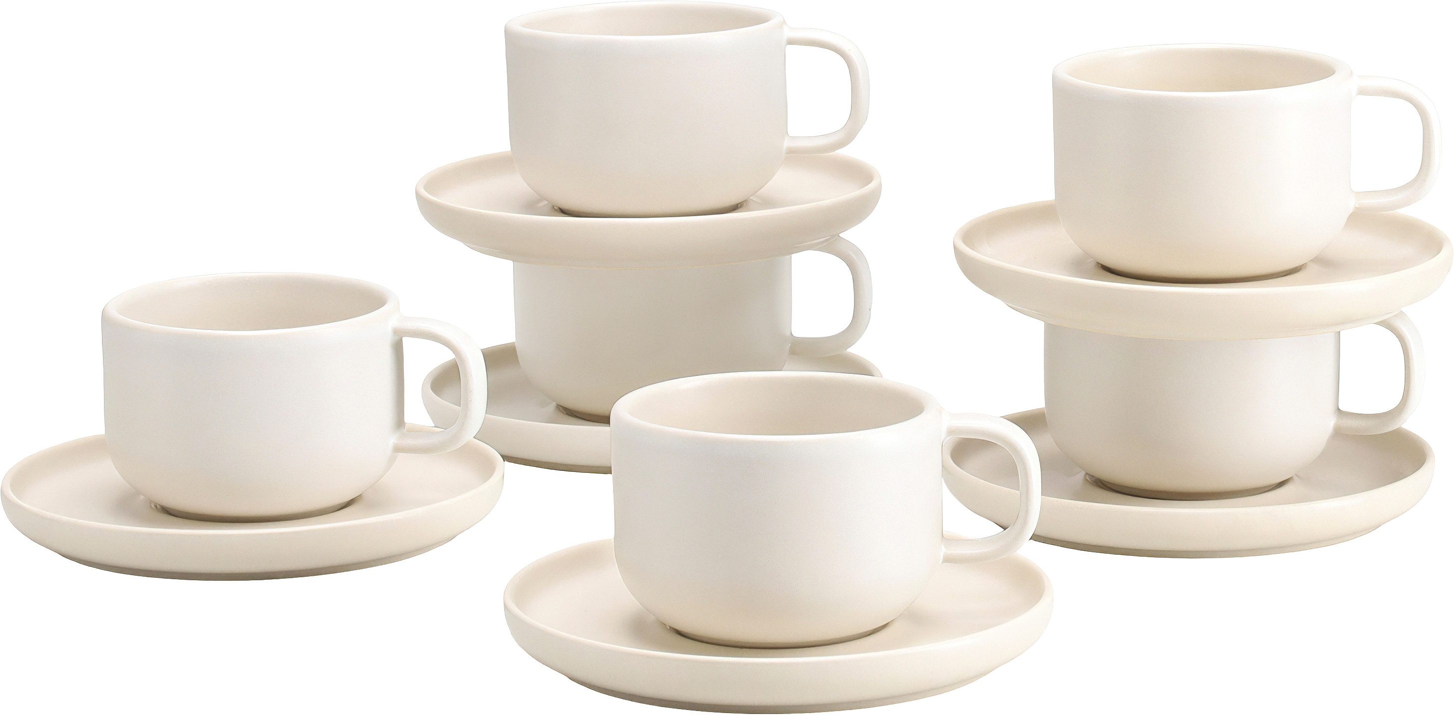 CreaTable Tasse Uno, Kaffeetassen, Set 12-tlg., 12-tlg., Steinzeug, hochwertiges Steinzeug, seidenmatte Spezialglasur