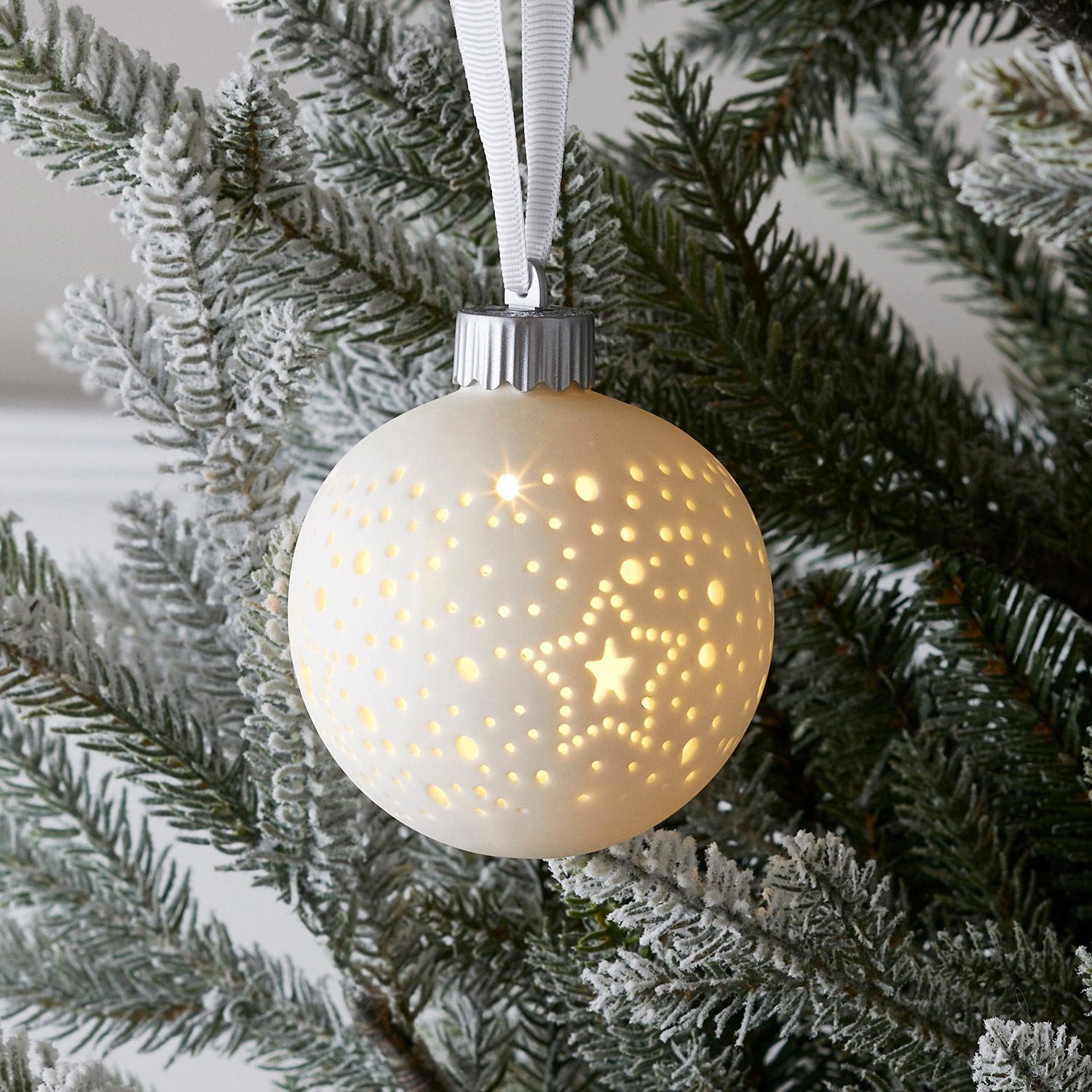 Lights4fun LED Dekolicht Keramik LED Weihnachtskugel