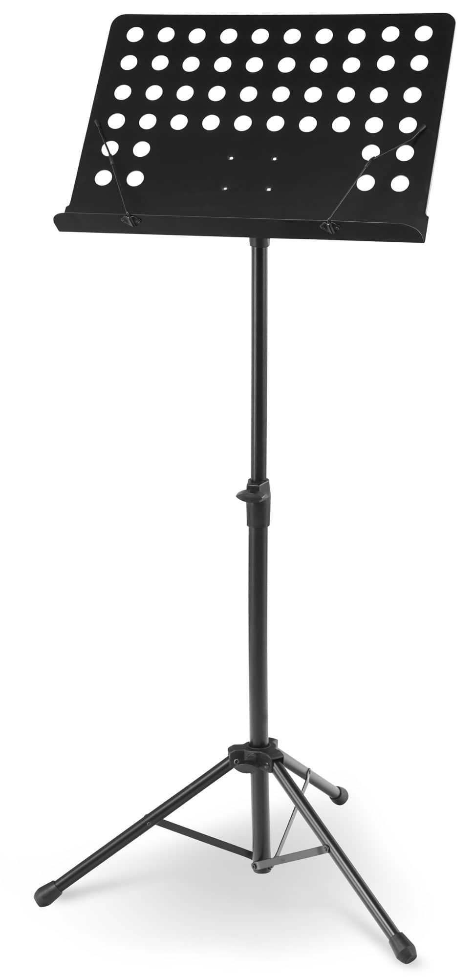 McGrey Notenpult Orchesterpult Lochblech Ständer Deluxe Notenständer mit Notenklemmen, (Spar-Set, 2-tlg., inkl. Ablagebox für Utensilien), Abnehmbare Lochblechablage