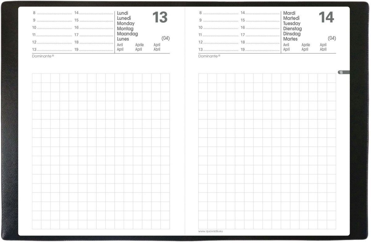 Thumbnail - Quo Vadis Taschenkalender Kalender Maor 8,5x13cm Velcro schwarz 2026
