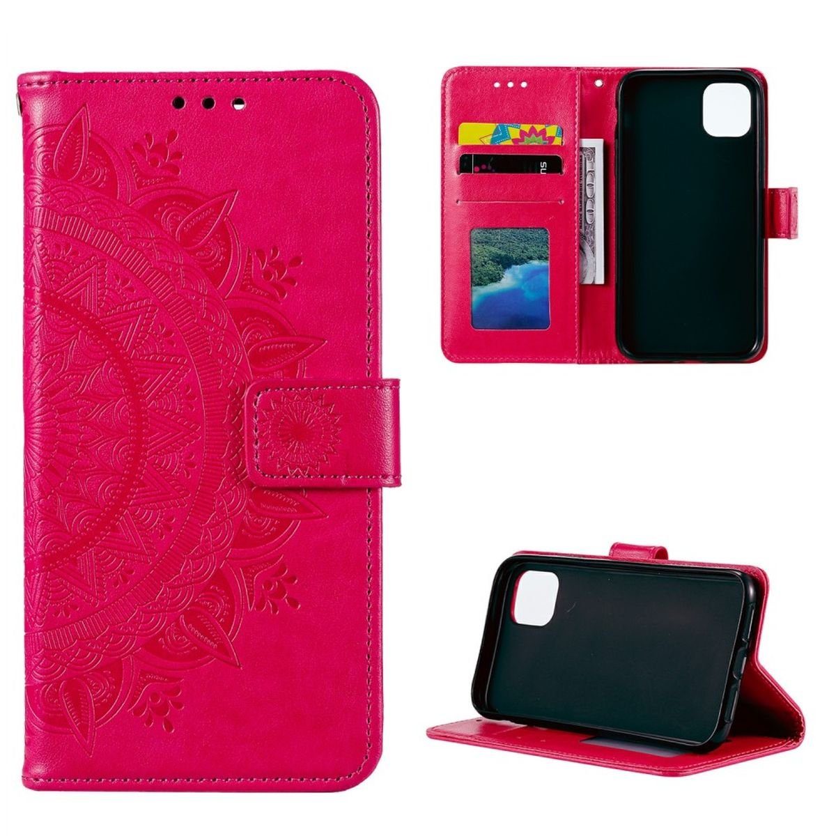 CoverKingz Handyhülle Hülle für Samsung Galaxy A03 Handyhülle Flip Case Cover Schutzhülle 16,5 cm (6,5 Zoll), Klapphülle Schutzhülle mit Kartenfach Schutztasche Motiv Mandala