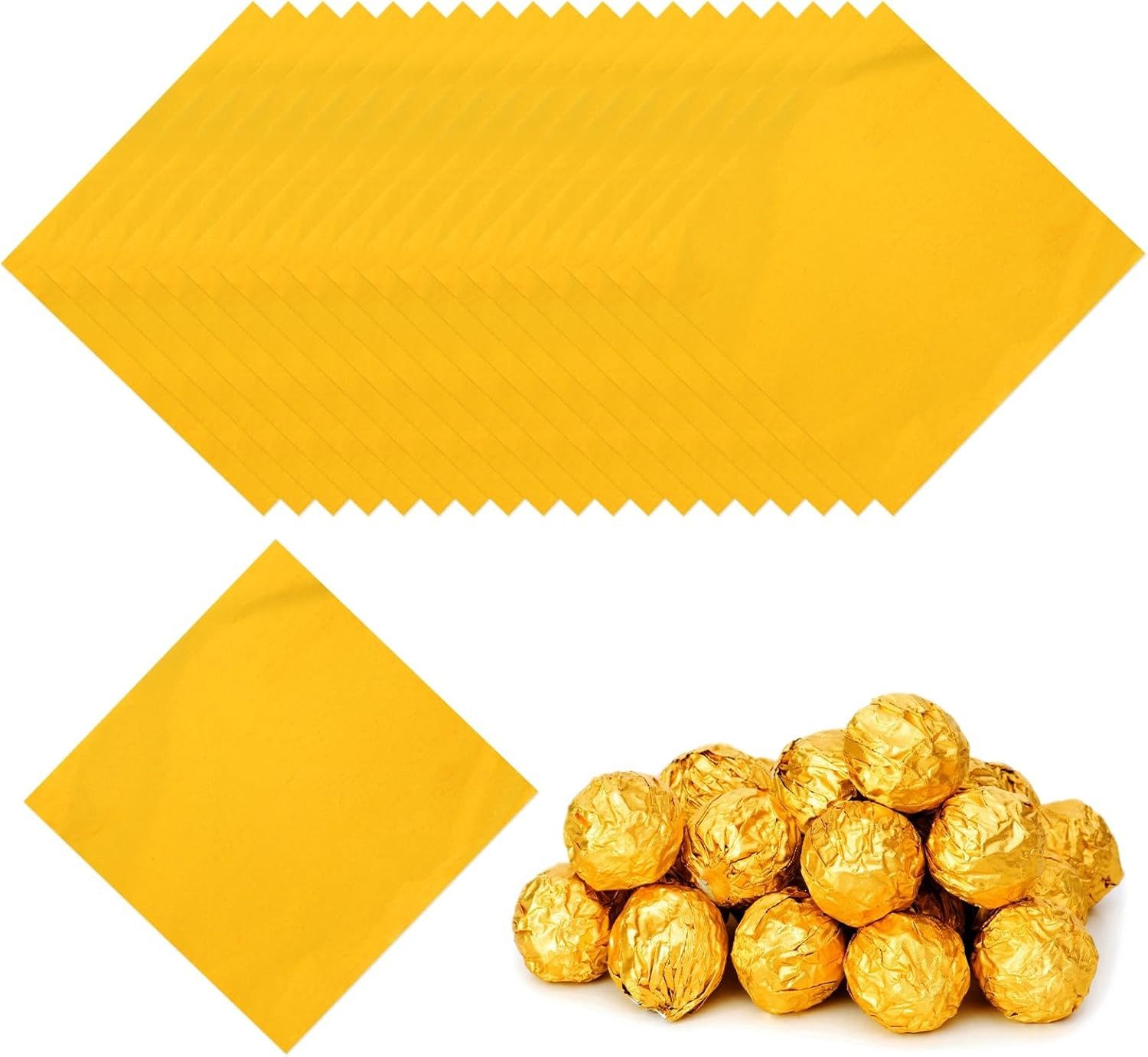 Packpapier 200 Stück Goldfolie 10x10cm für Schokolade und Bonbons
