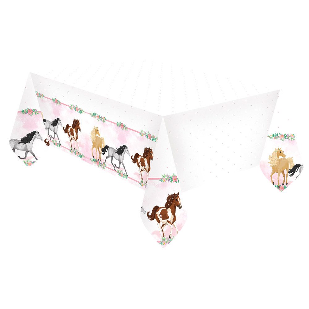 Amscan Tischdecke 'Beautiful Horses', Tischdecke 120x180cm - Weiß R