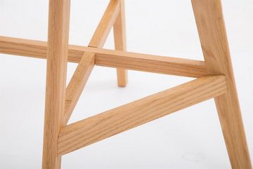 TPFLiving Barhocker Canada mit bequemer Rückenlehne und angenehmer Fußstütze (Barstuhl Hocker für Theke & Küche), 4-Fuß Gestell Holz natur - Sitzfläche: Kunstleder Weiß