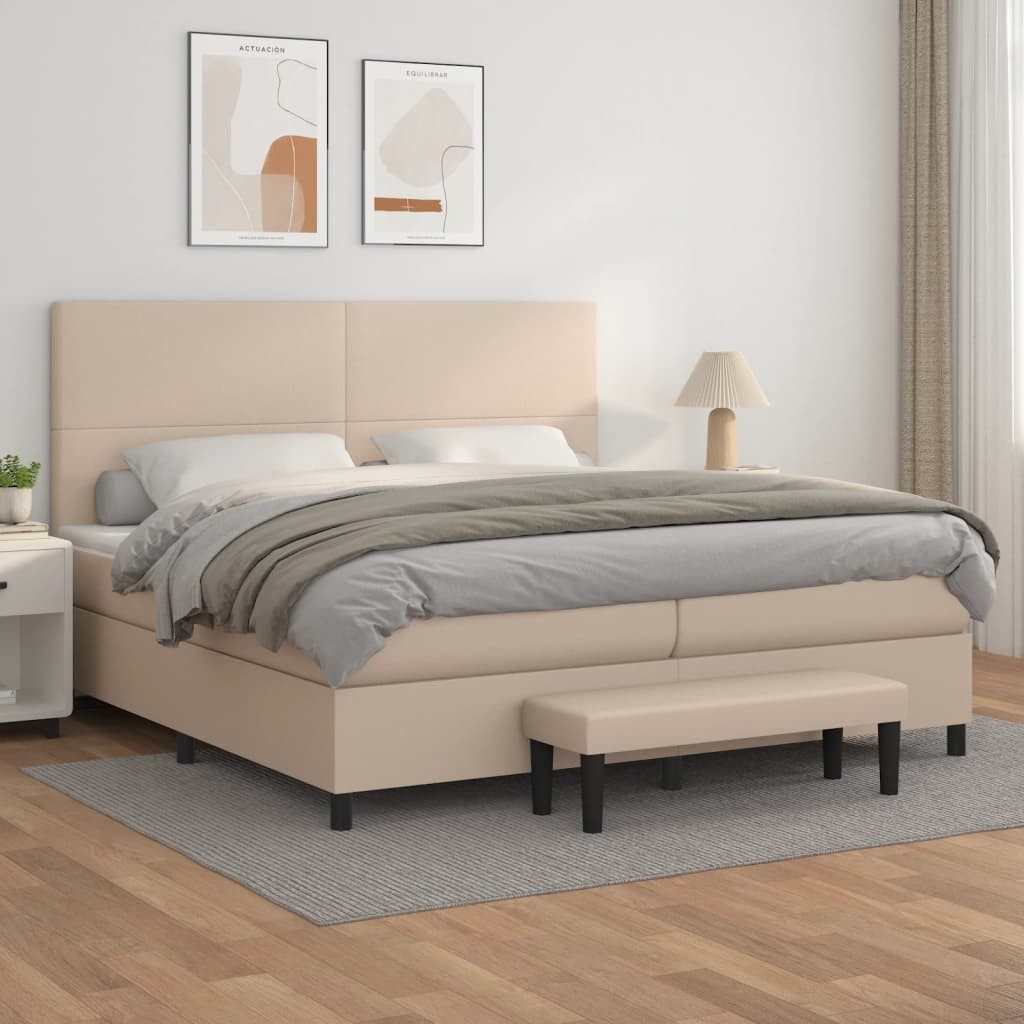vidaXL Boxspringbett, Boxspringbett Matratze Cappuccino-Braun 200x200cm Kun günstig online kaufen