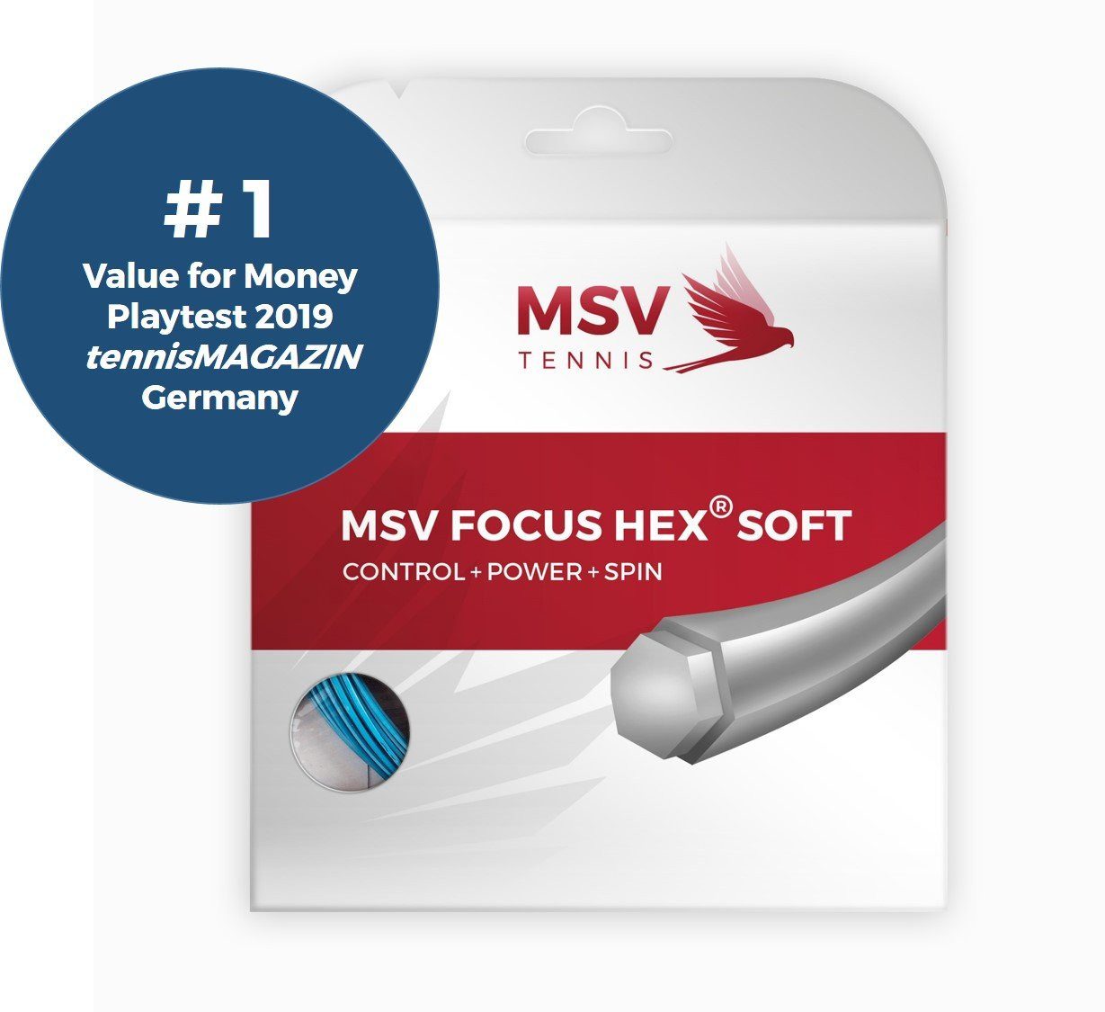 Tennissaite Focus Hex Soft 1.15 (Haltbarkeit+Kontrolle+Power+Spin) hellblau 12m