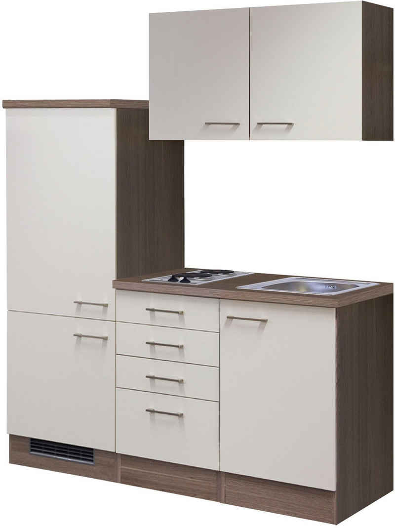 Flex-Well Küchenzeile »Eico«, Gesamtbreite 160 cm, mit Einbau-Kühlschrank, Kochfeld und Spüle, in vielen weiteren Farbvarianten erhältlich