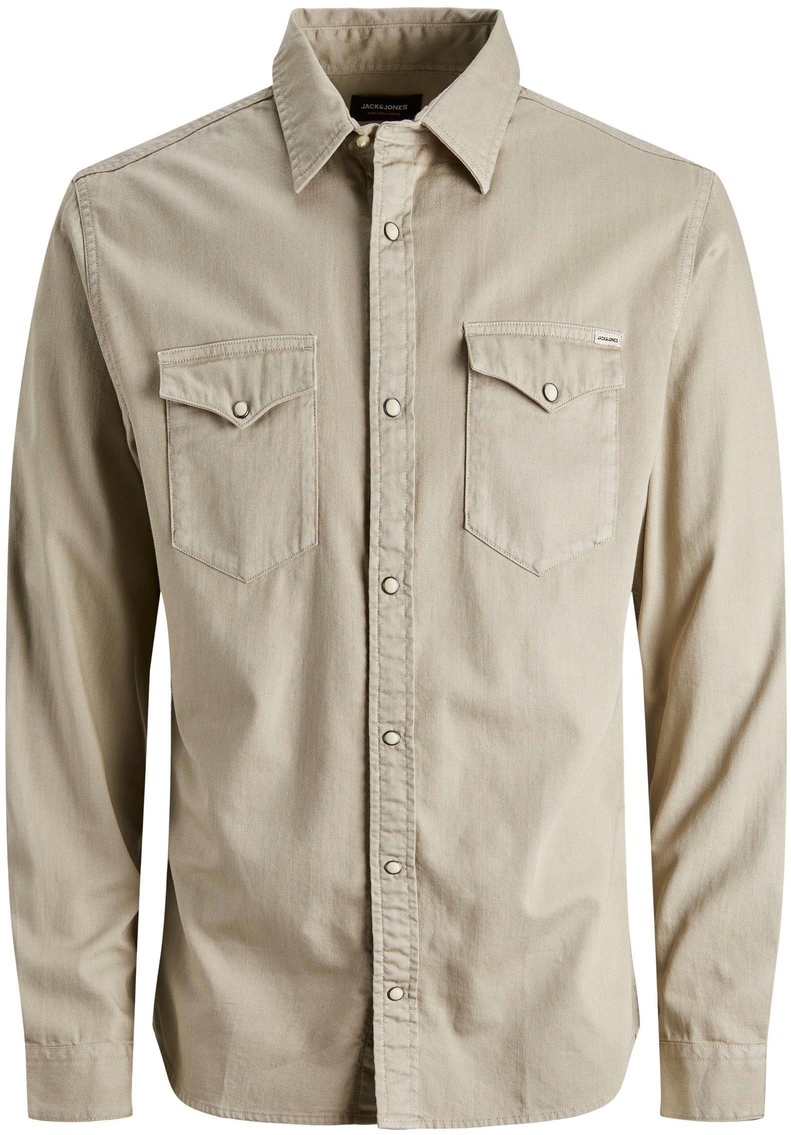 Jack & Jones Jeanshemd JJESHERIDAN im Workwear-Stil mit robuster Baumwollqualität unifarben, modisch, slim fit, Baumwolle, Hemdkragen – Bild 5 von 5