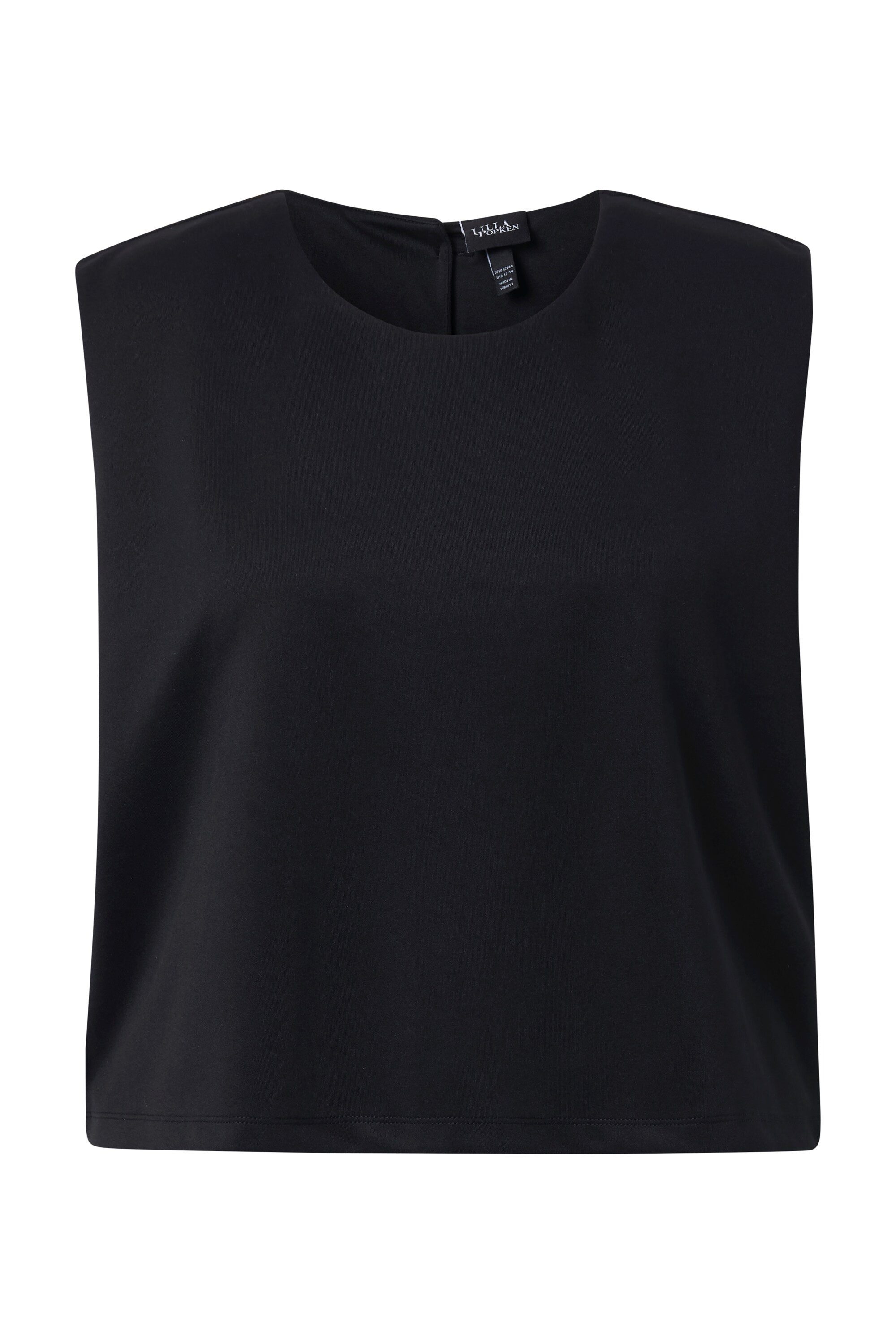 Ulla Popken Sweatshirt Scuba-Top Glitzerknöpfe Boxy Rundhals ärmellos