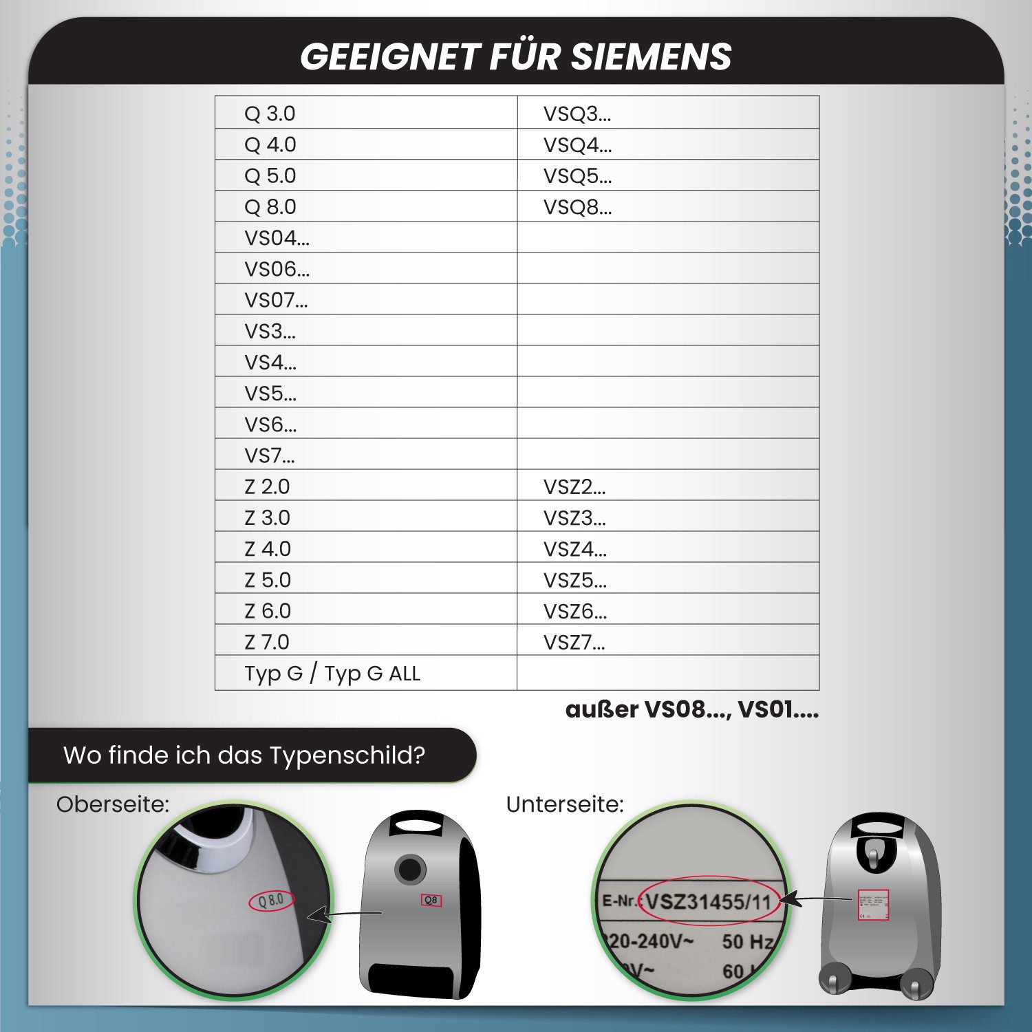 McFilter Staubsaugerbeutel 16 Stück, passend für Siemens VS06A111, VSP3T212 Staubsauger IQ 300, 16 St., 5-lagiger Staubbeutel mit Hygieneverschluss, inkl. Filter