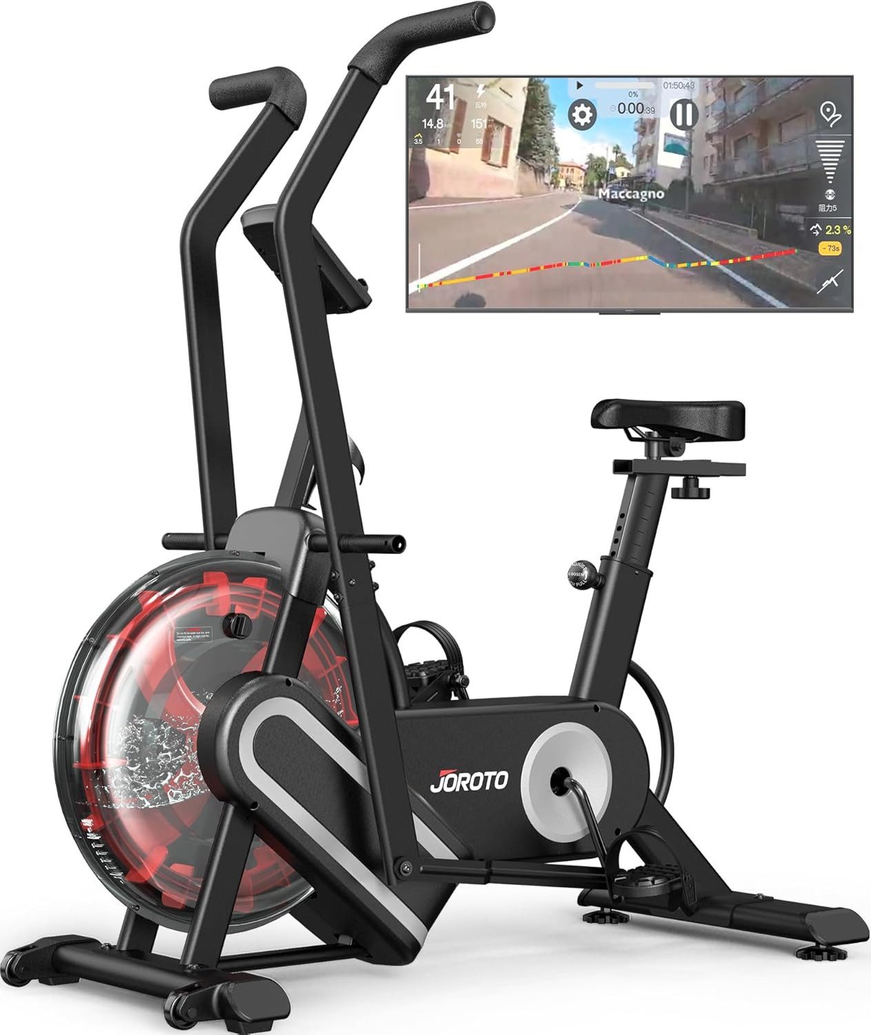 JOROTO Fitnessbike JOROTO XR5 Wasser Heimtrainer, 150 kg Belastbarkeit, Bluetooth