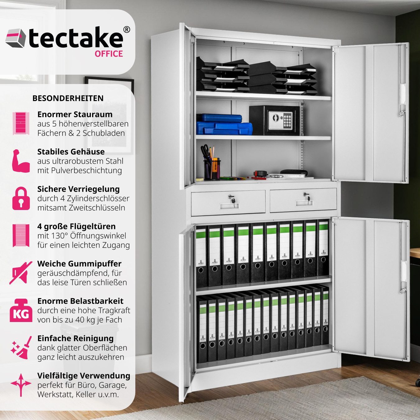tectake Aktenschrank Büroschrank Cosmo mit 2 günstig online kaufen
