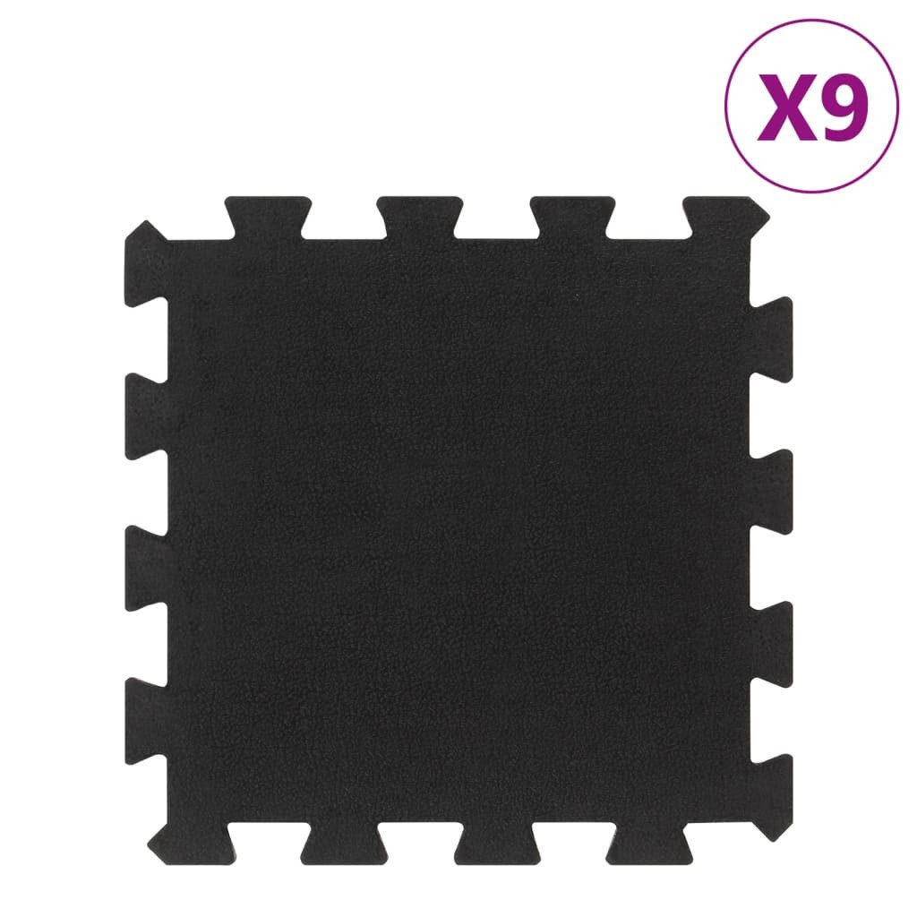 vidaXL Trainingsmatte 30 x 30 x 2 cm Bodenfliesen aus Gummi 9 Stk Schwarz 16 mm 30x30 cm