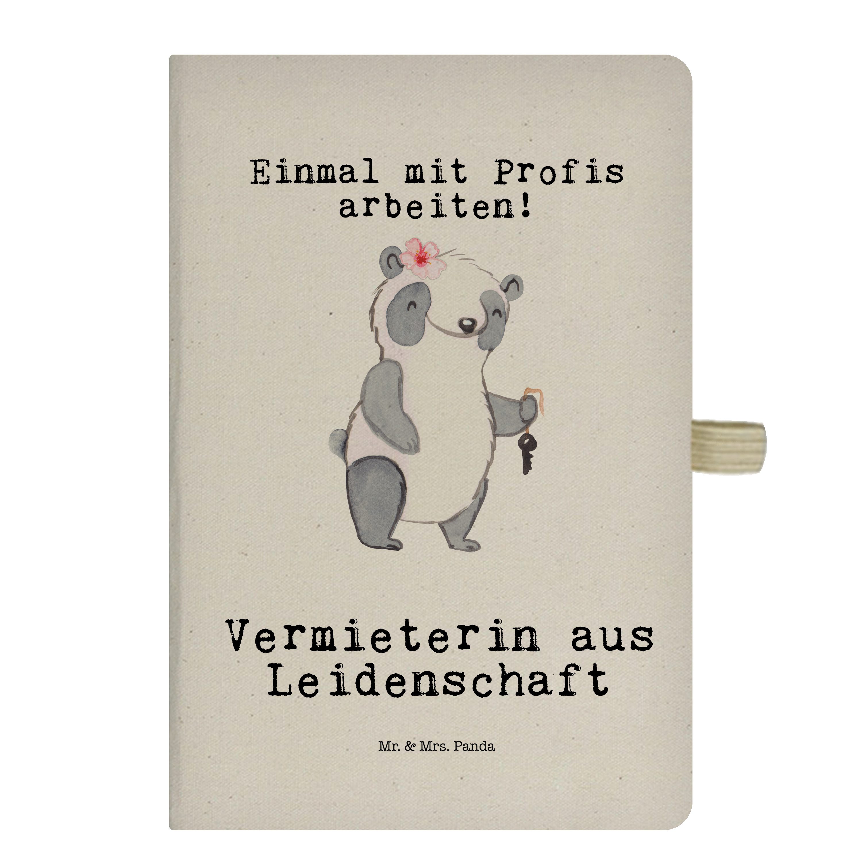 Mr. & Mrs. Panda Notizbuch Vermieterin aus Leidenschaft - Transparent - Geschenk, Notizheft, Tag Mr. & Mrs. Panda