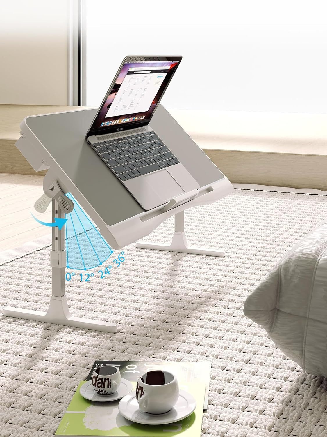 Youyijia Computertisch Laptoptisch Höhenverstellbar, Winkelverstellbar Betttisch