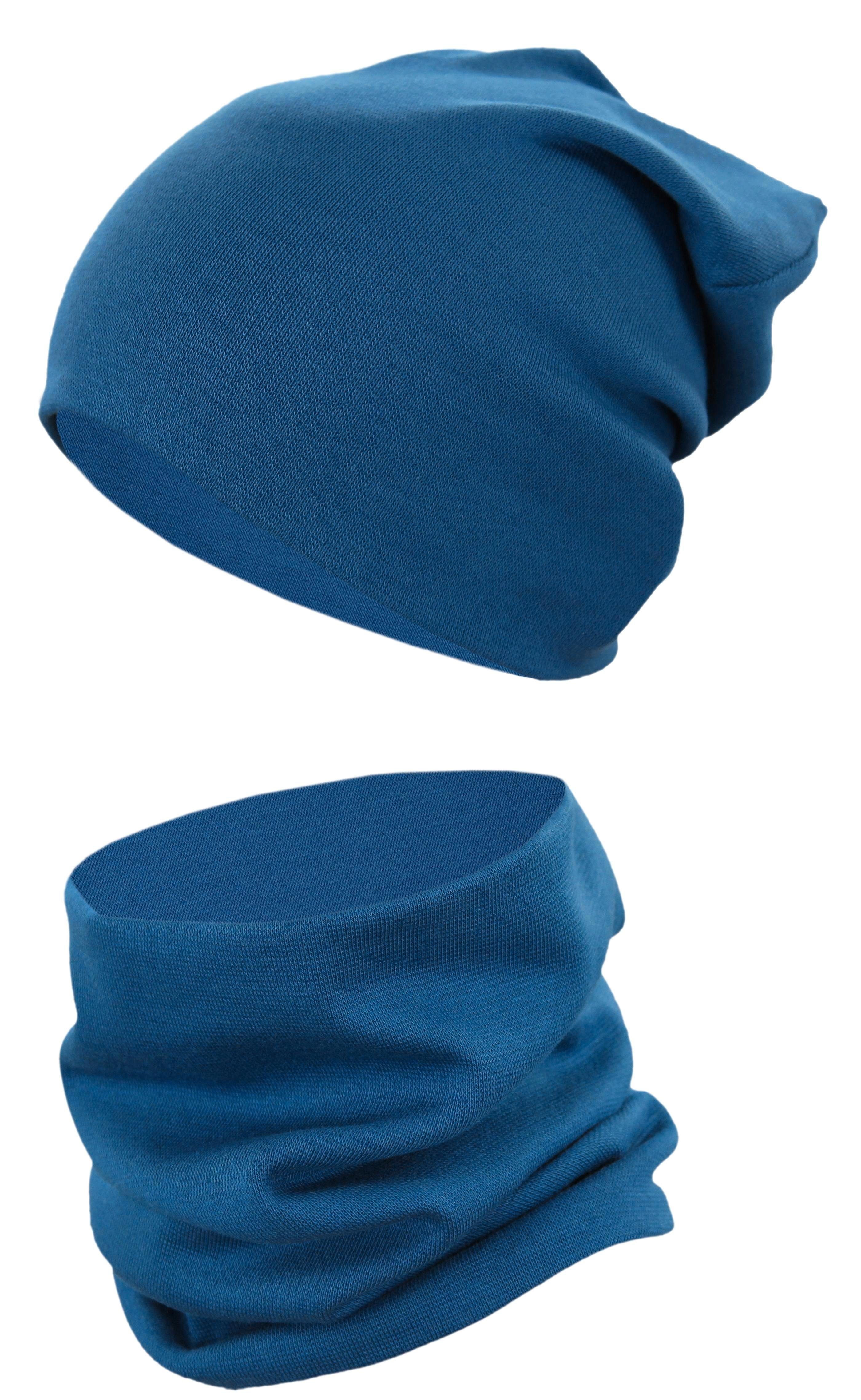 TupTam Mütze & Schal Kinder Beanie Mütze Schlauchschal Set aus Jersey und  Rippstoff
