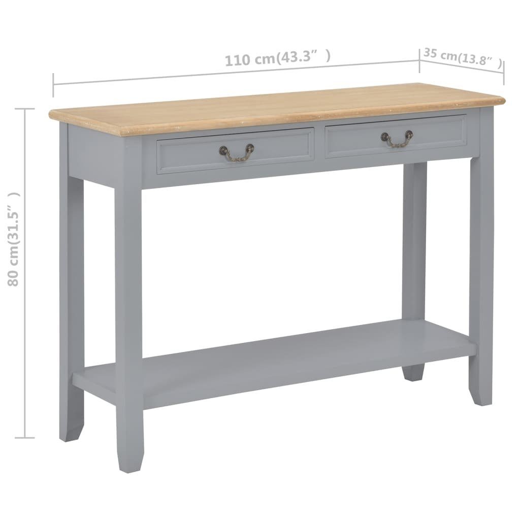 297705 Naturholzfarbe 110x35x80 + möbelando aus MDF Konsolentisch (LxBxH: Kiefernholz cm), in Grau und