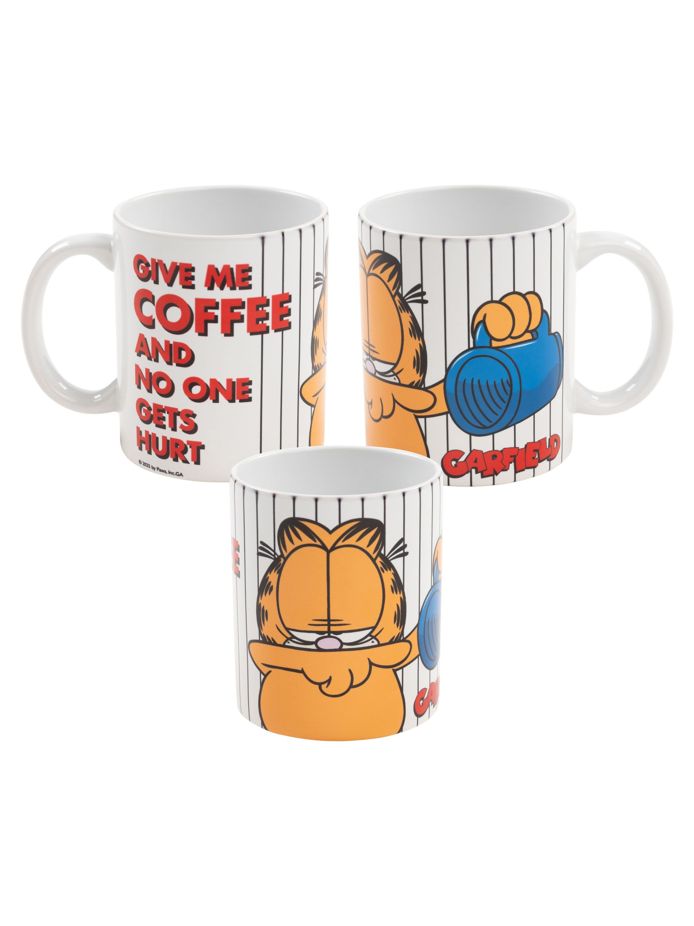 United Labels® Tasse Garfield Tasse Give me Coffee Kaffeetasse Becher Kaffeebecher 320 ml, Keramik