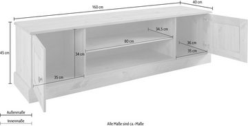 Home affaire Lowboard Liotta, mit Kabeldurchgang und 1 lose Einlegeboden, massives Kiefernholz
