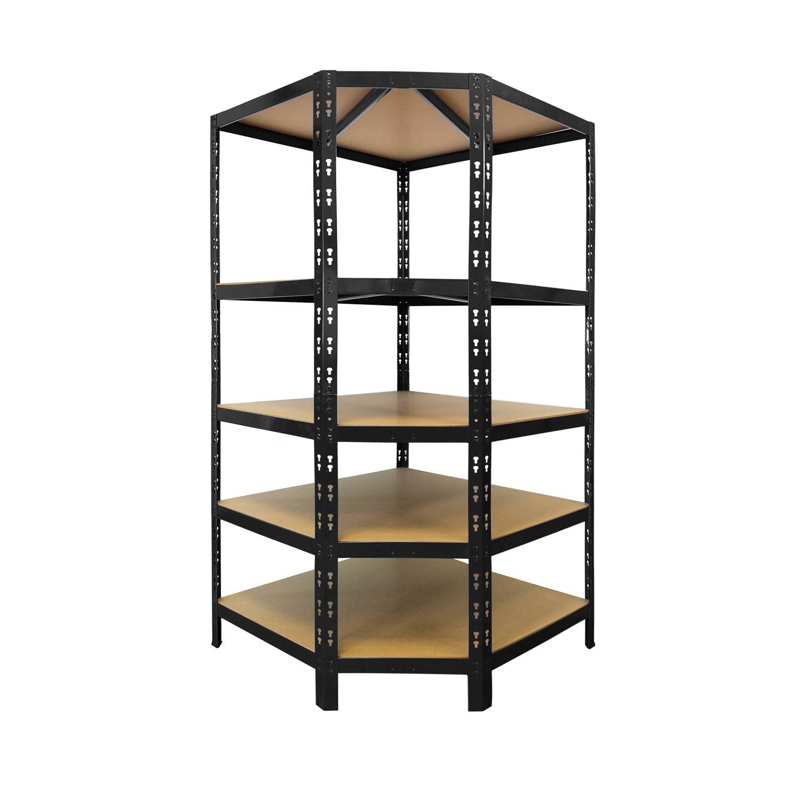 Office Marshal Schwerlastregal Eckig, Eckregal aus Stahlblech, 5 Ebenen, 180 x 90 x 42 x 60 cm, Hohe Traglast