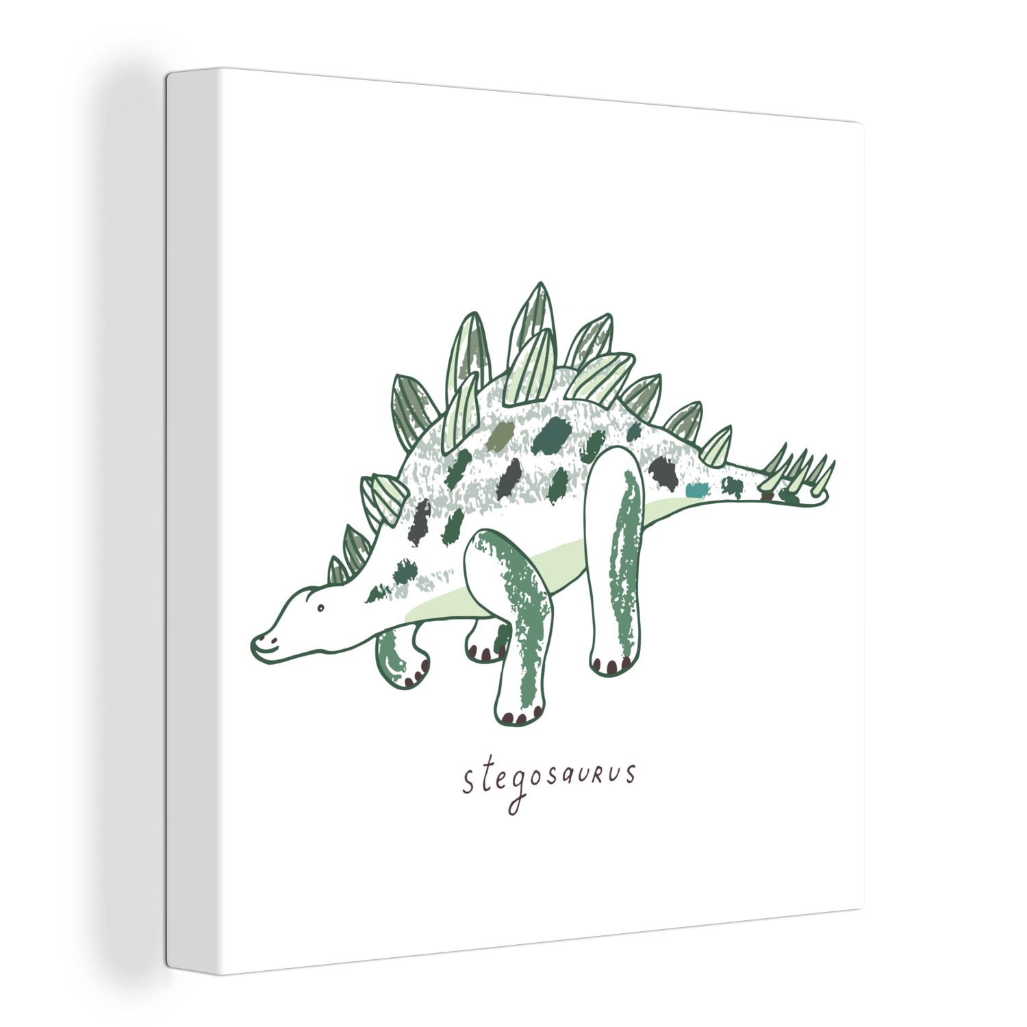 OneMillionCanvasses® Leinwandbild Kinderzimmer - Stegosaurus - Dinosaurier - Junge - Mädchen - Kinder, Fotodruck (1 St), Wandbild, Deko Schlafzimmer Wohnzimmer Flur 20x20 cm