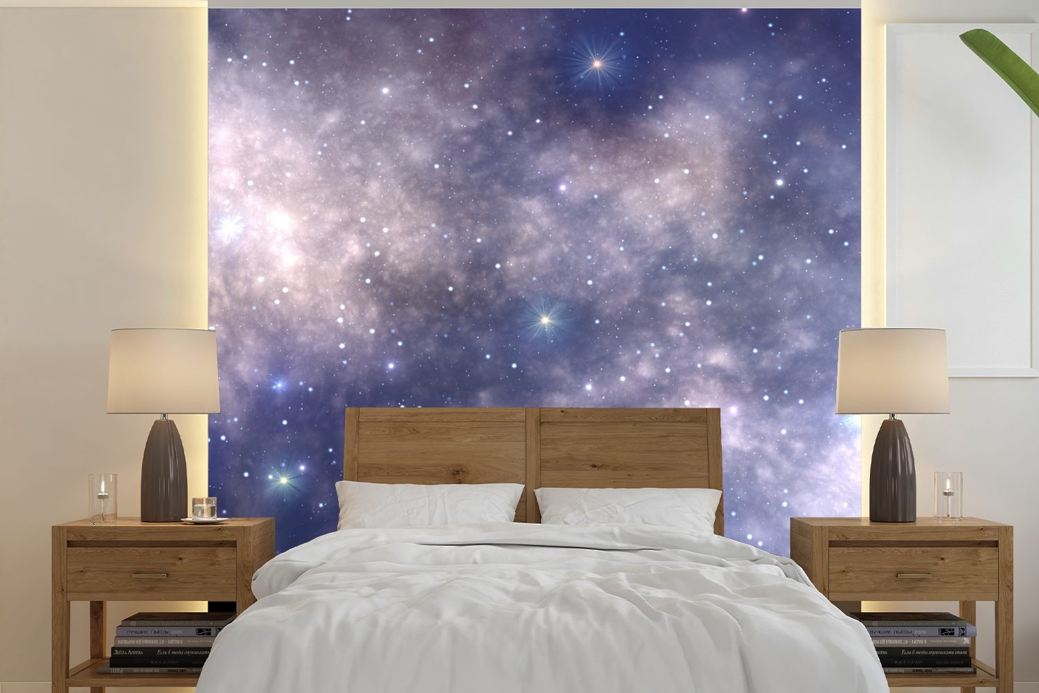 oder Illustration Eine Milchstraße, Tausenden bedruckt, Wandtapete von der Schlafzimmer, Matt, St), MuchoWow Wohnzimmer Sternen Tapete für Fototapete von in (5 Vinyl